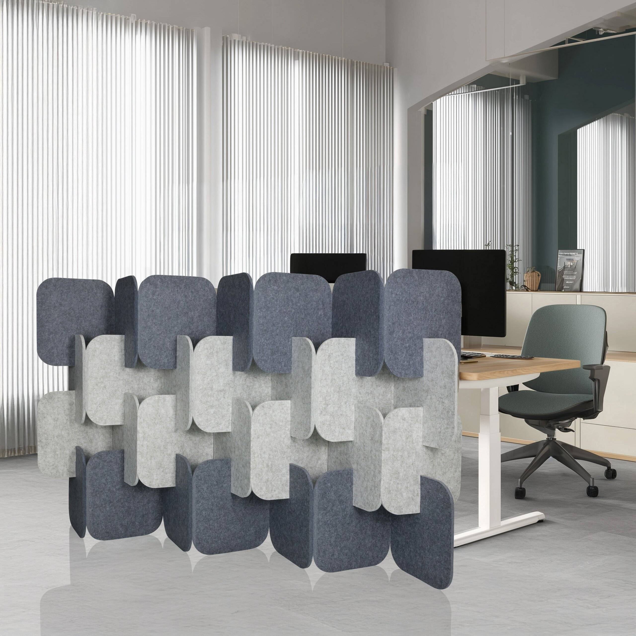 Akustik Stellwand FLEXMIUT PLUG PET 4er Set 109x170x25cm grau/hellgrau hjh OFFICE-4