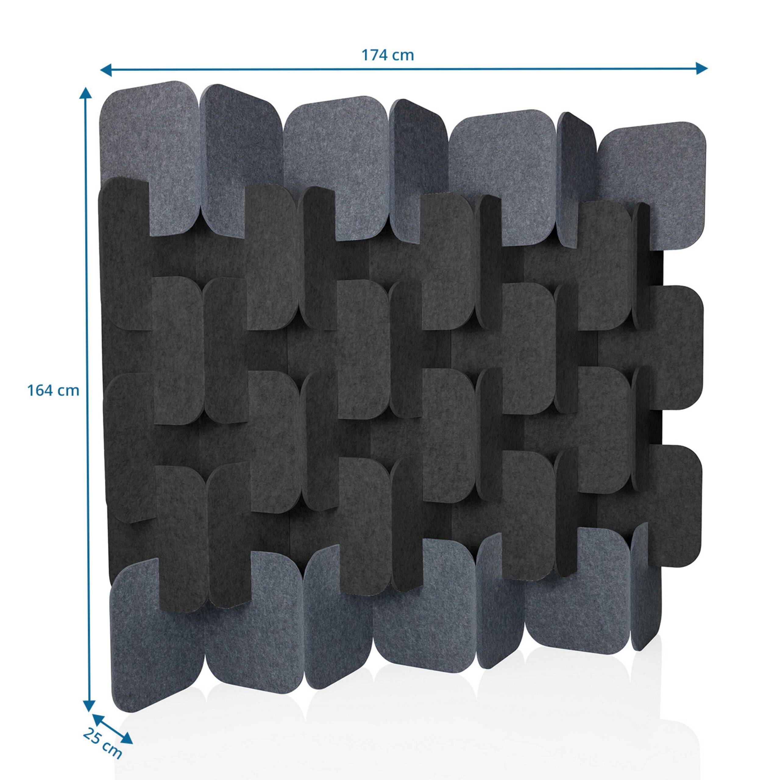 Akustik Stellwand FLEXMIUT PLUG PET 6er Set 163x170x25cm grau/dunkelgrau hjh OFFICE-1