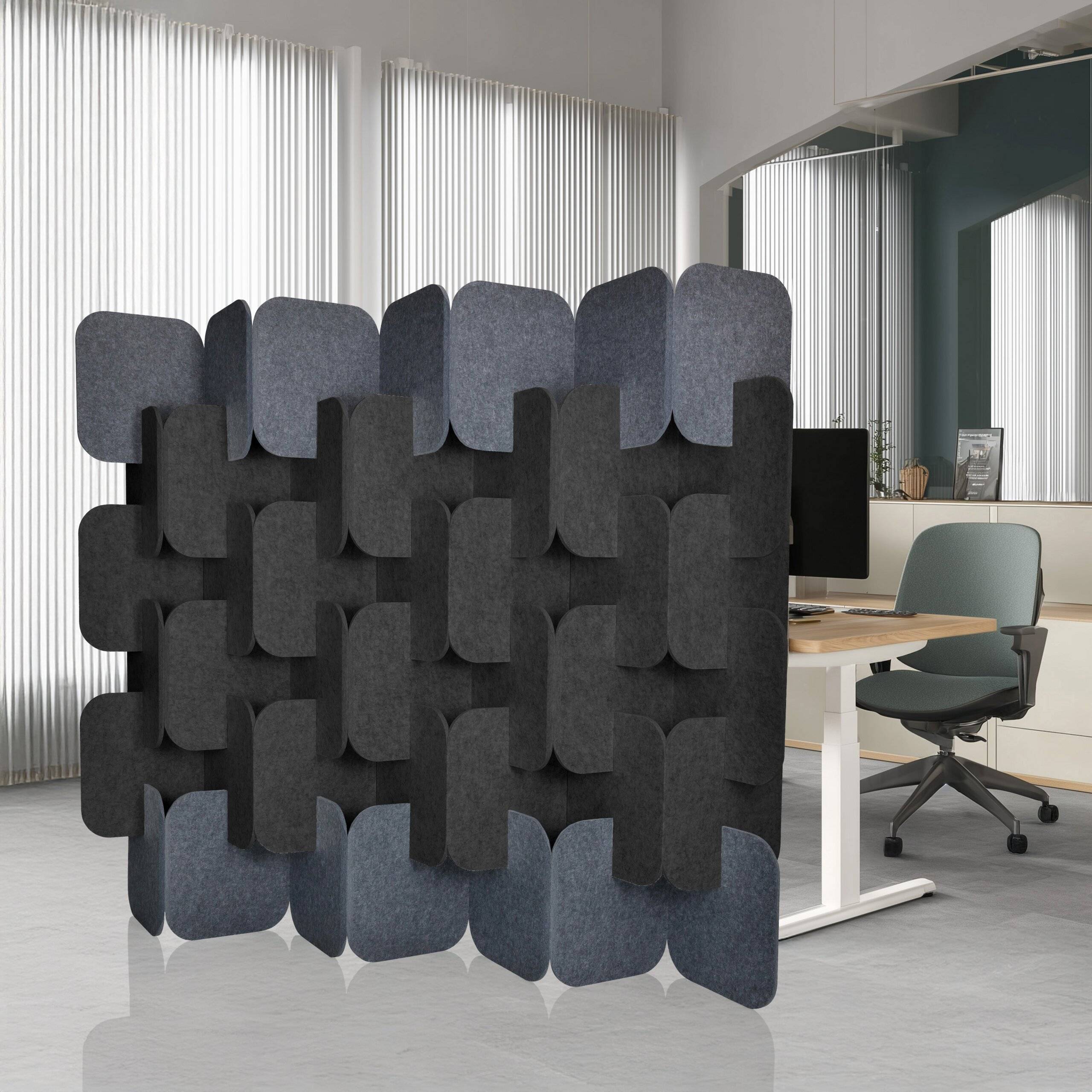 Akustik Stellwand FLEXMIUT PLUG PET 6er Set 163x170x25cm grau/dunkelgrau hjh OFFICE-3