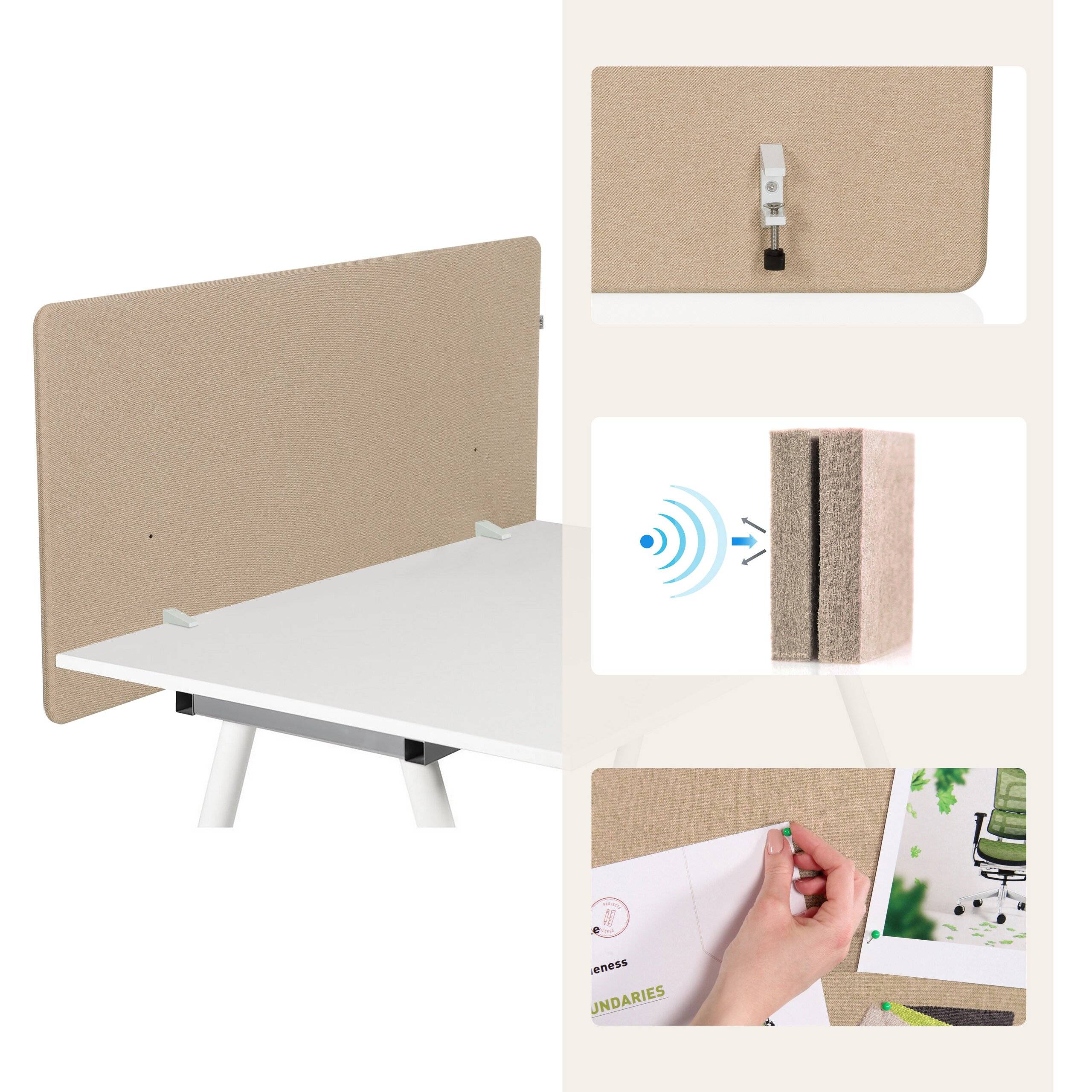 Akustik Tischtrennwand FLEXMIUT D1 120 cm beige hjh OFFICE-3