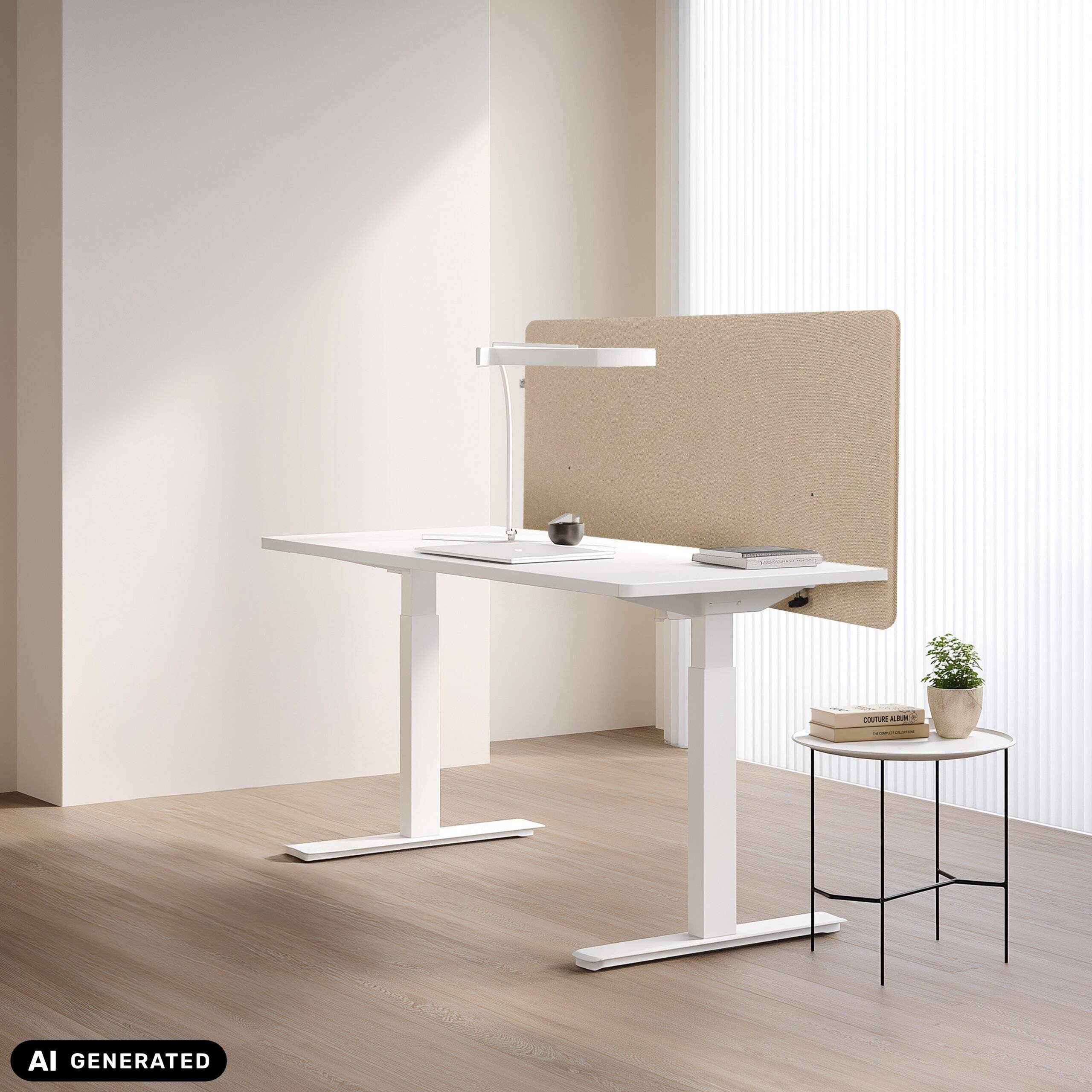 Akustik Tischtrennwand FLEXMIUT D1 120 cm beige hjh OFFICE-4