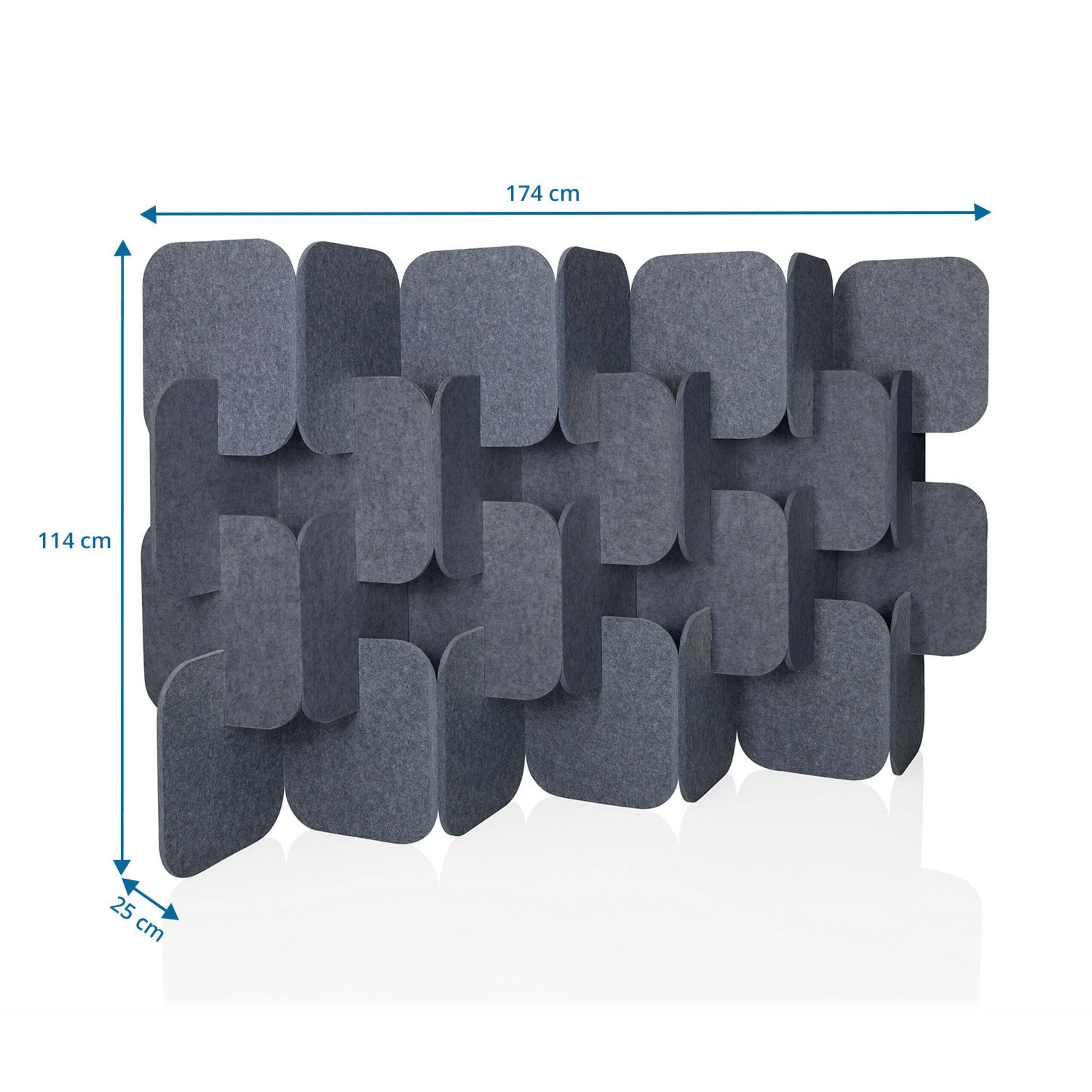 Akustik Stellwand FLEXMIUT PLUG PET 4er Set 109x170x25cm grau hjh OFFICE-1
