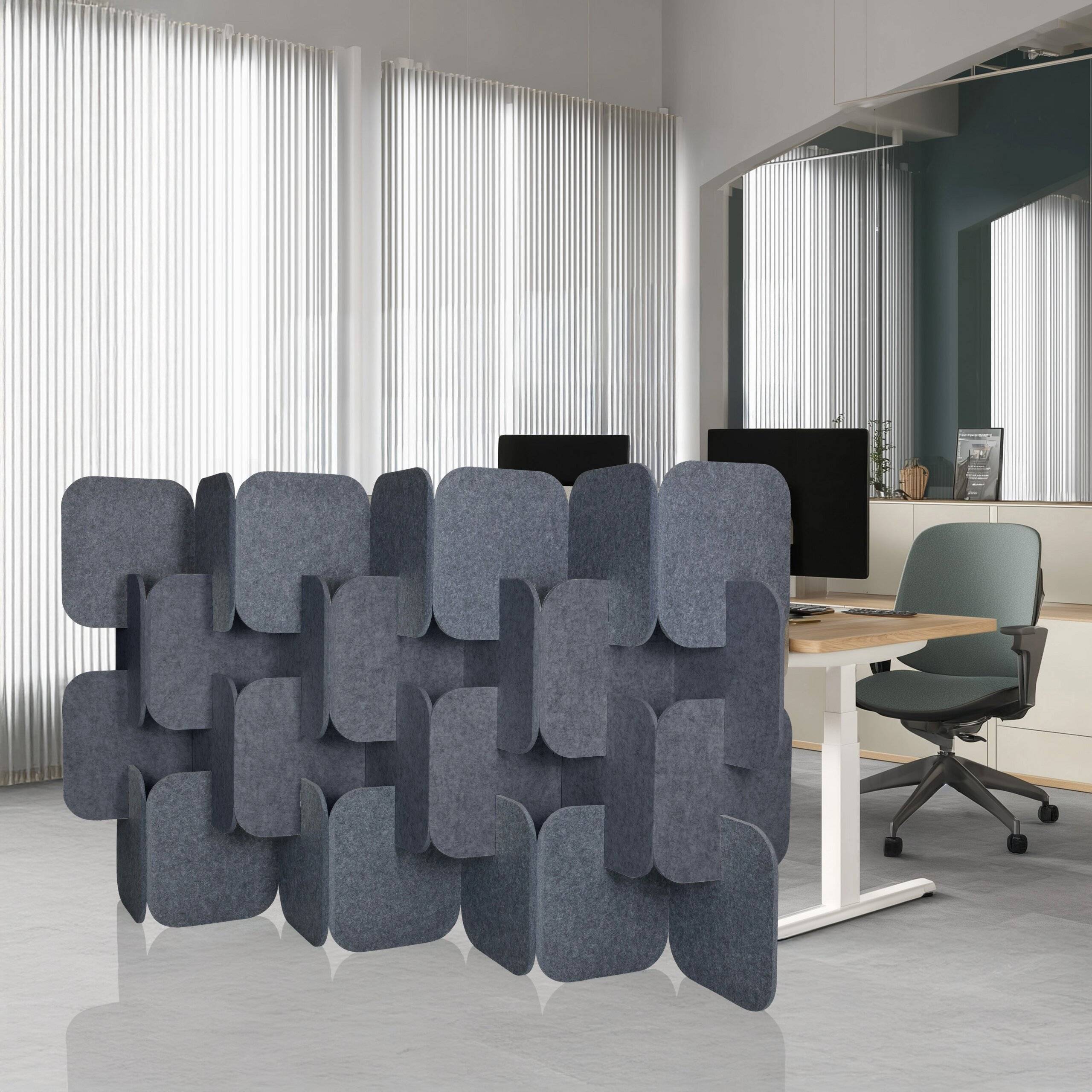 Akustik Stellwand FLEXMIUT PLUG PET 4er Set 109x170x25cm grau hjh OFFICE-3
