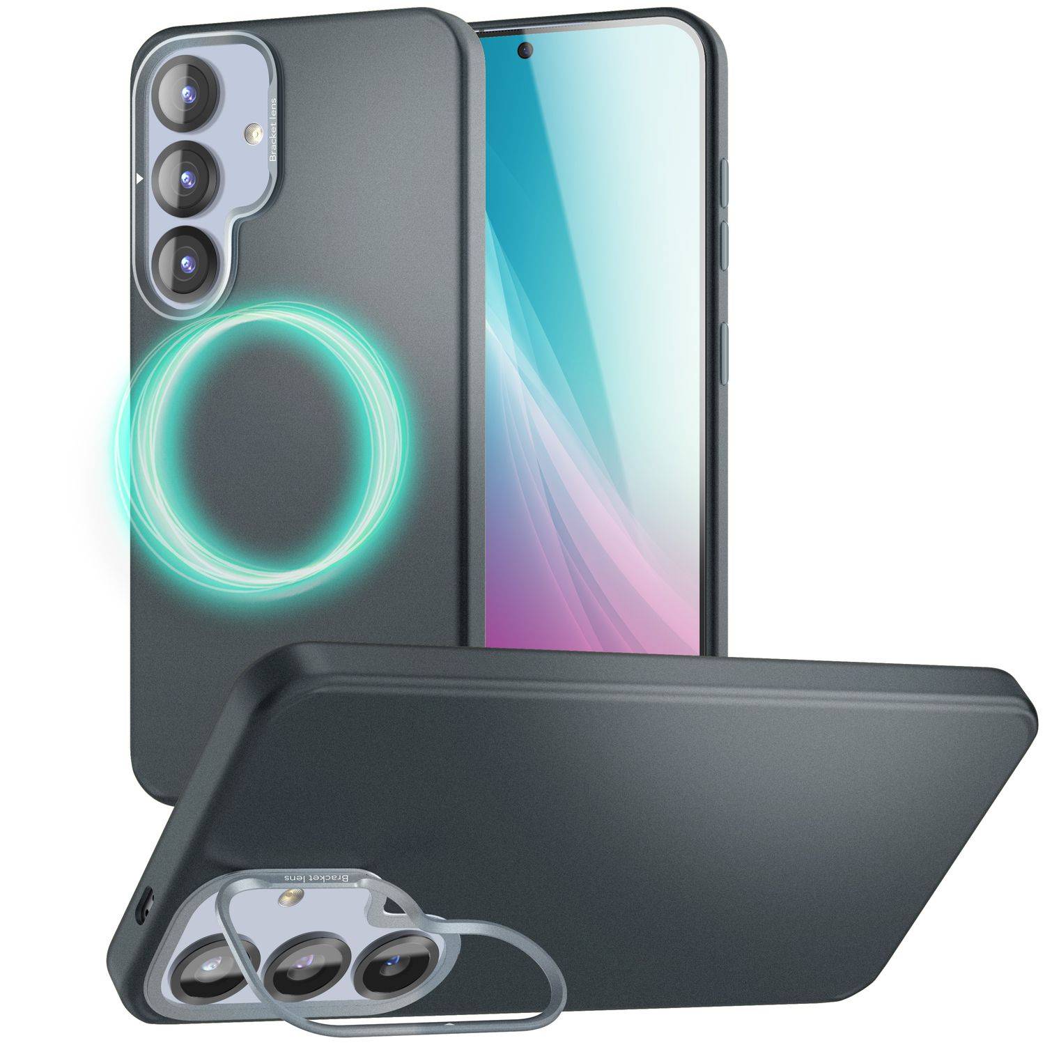NALIA Handyhülle „Overland“ für Samsung Galaxy S25 – Schlanke MagSafe Hard Case Hülle – Titan Schwarz-0
