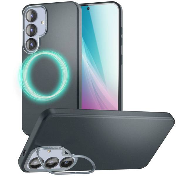 NALIA Handyhülle „Overland“ für Samsung Galaxy S25 – Schlanke MagSafe Hard Case Hülle – Titan Schwarz