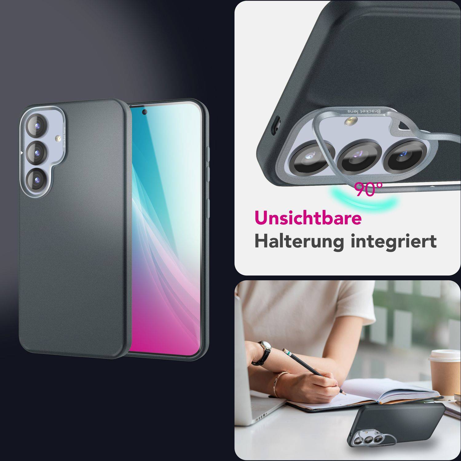 NALIA Handyhülle „Overland“ für Samsung Galaxy S25 – Schlanke MagSafe Hard Case Hülle – Titan Schwarz-1