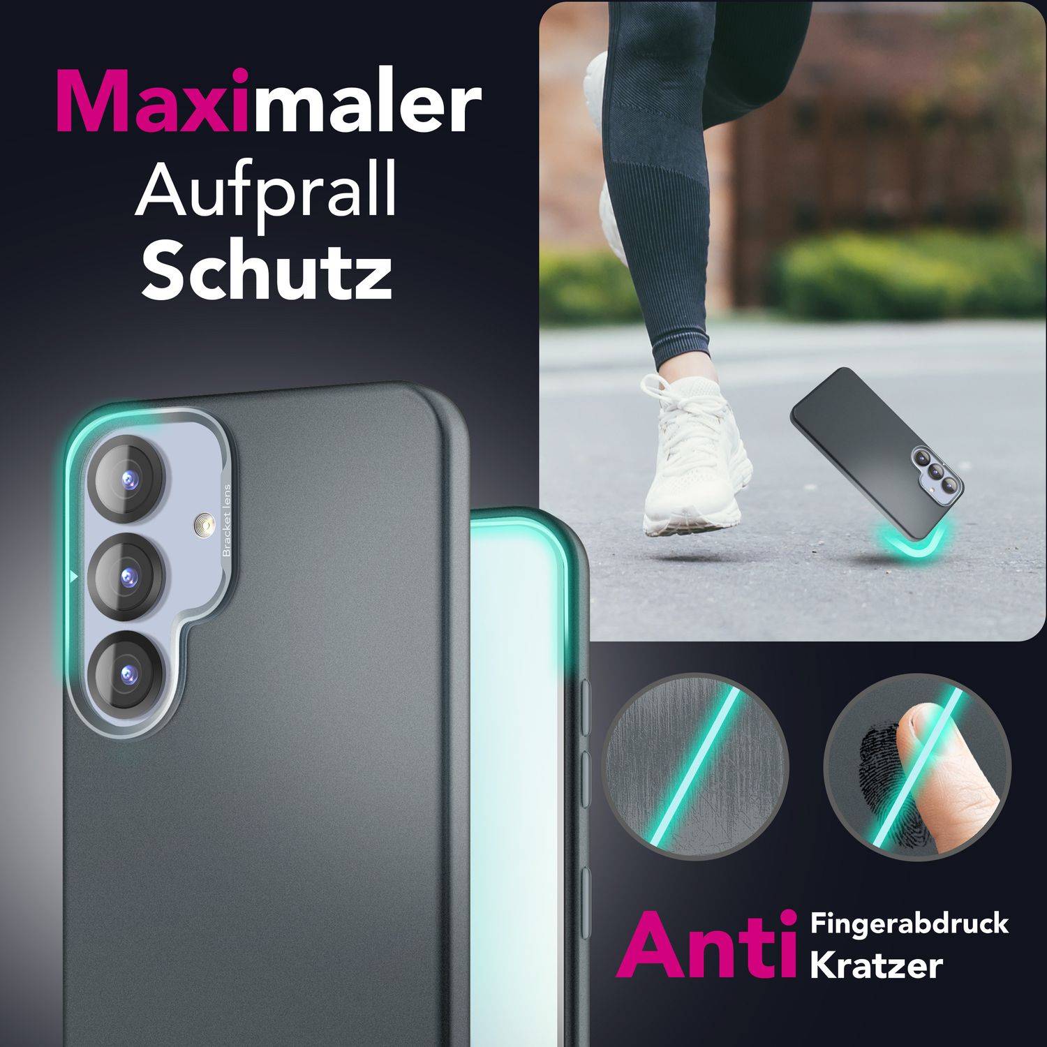 NALIA Handyhülle „Overland“ für Samsung Galaxy S25 – Schlanke MagSafe Hard Case Hülle – Titan Schwarz-3