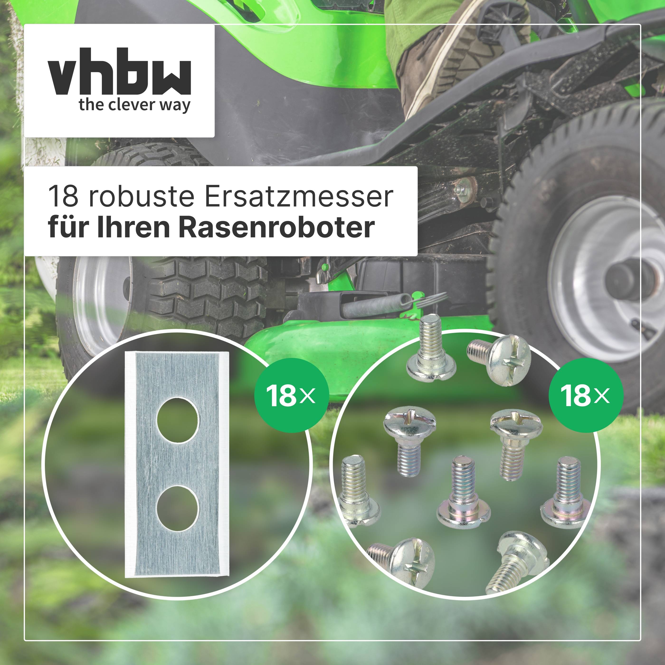 vhbw 18x Ersatz-Messer kompatibel mit Einhell Freelexo + Kit | +, Kit, + LCD Kit 900, Kit 500 Rasenmäher - Ersatzklinge-1