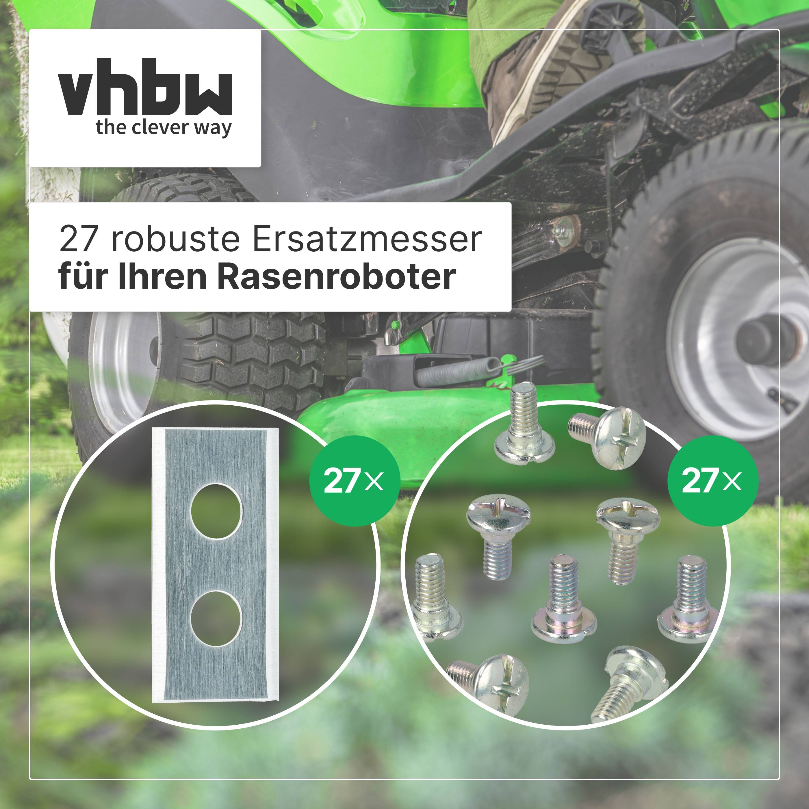 vhbw 27x Ersatz-Messer kompatibel mit Kress Mission KR110 | KR111, KR110E, KR113, KR112, KR120E Rasenmäher --2