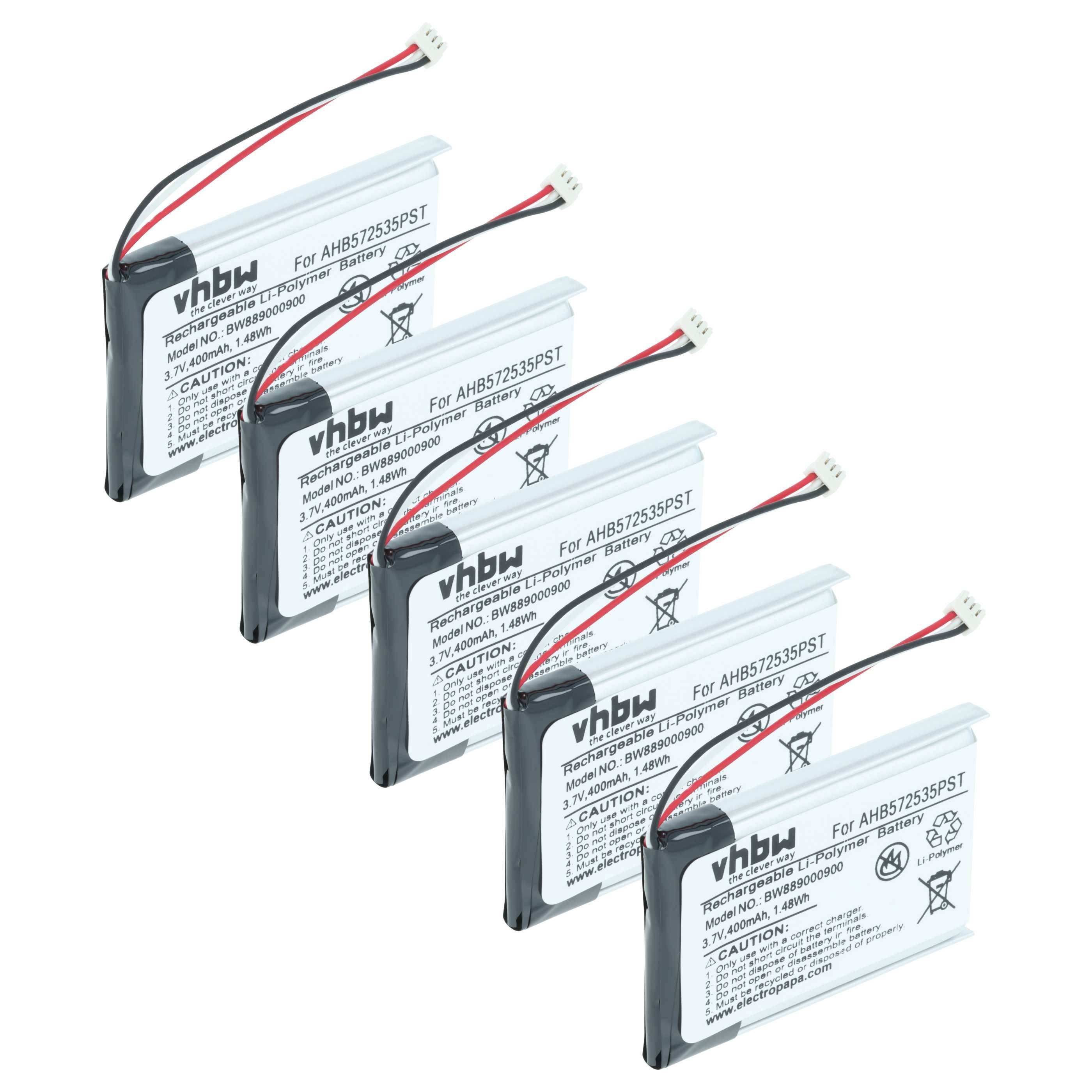 vhbw 5x Akku kompatibel mit Jabra Evolve 75 | Wireless Headset Kopfhörer (400 mAh, 3,7 V, Li-Polymer)-0