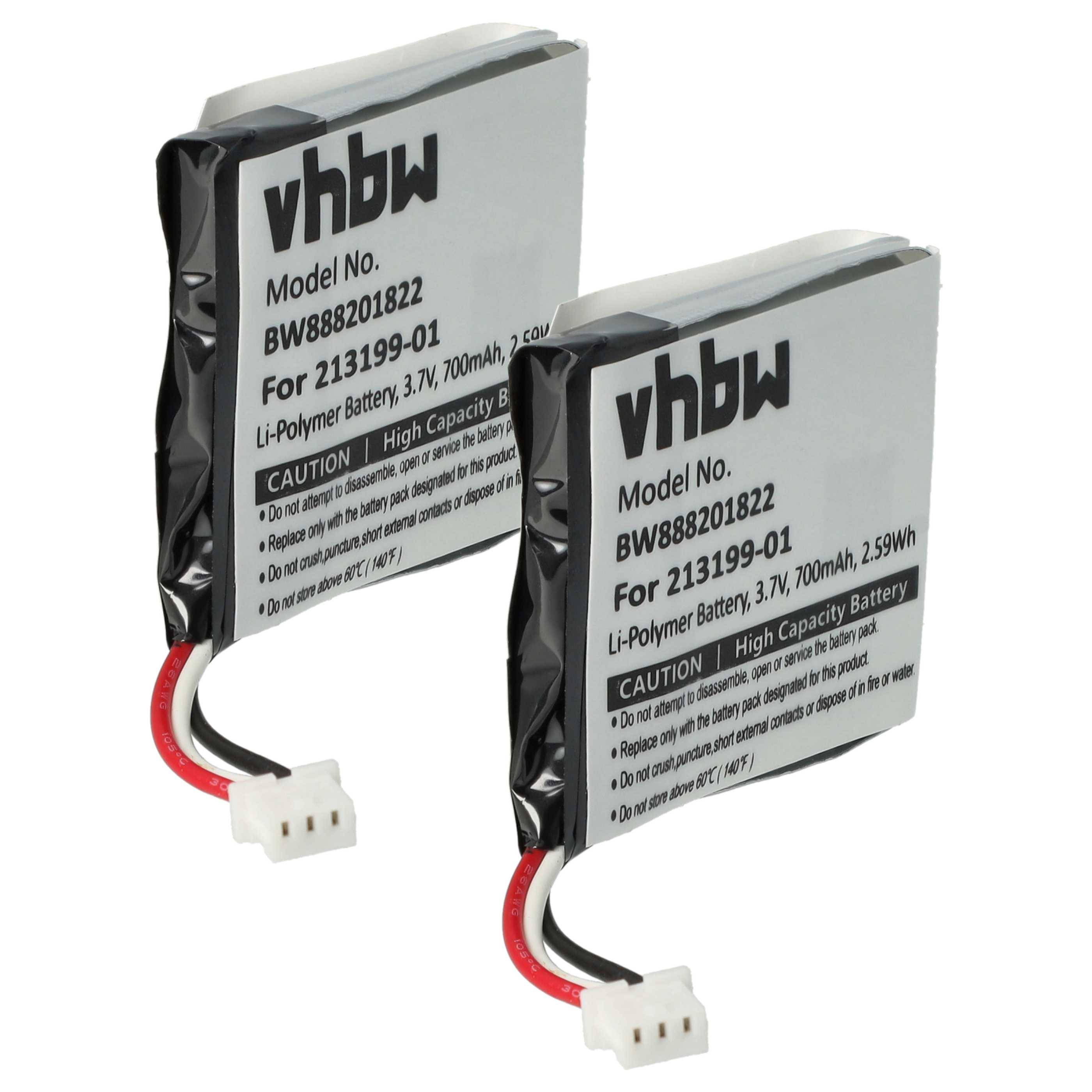 vhbw 2x Akku kompatibel mit Plantronics Savi W8220 | 8220 Wireless Headset Kopfhörer (650 mAh, 3,7 V, Li-Polymer)-0