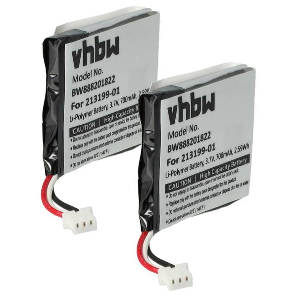 vhbw 2x Akku kompatibel mit Plantronics Savi W8220 | 8220 Wireless Headset Kopfhörer (650 mAh, 3,7 V, Li-Polymer)