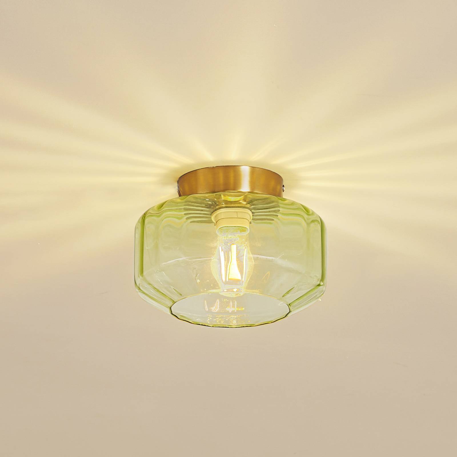 Lindby Deckenlampe 'Hildur' in grün aus Glas-1