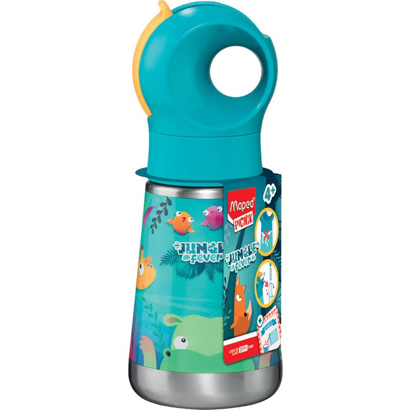PICNIK Isolier-Trinkflasche Jungle Fever 350 ml Edelstahl türkis mit-0
