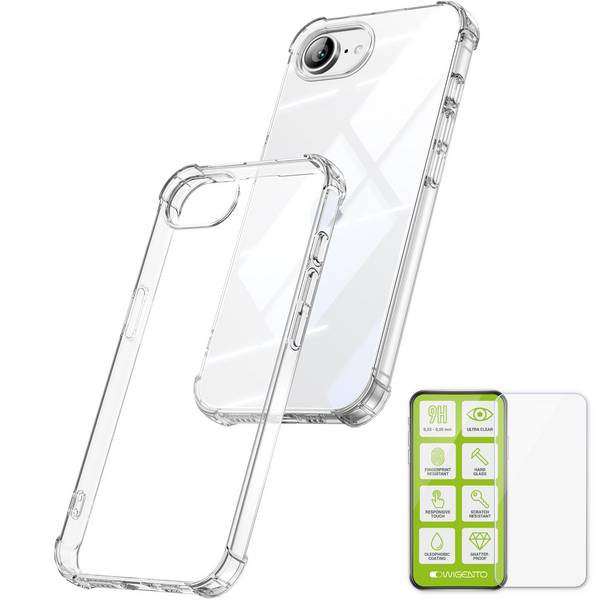 Handy Hülle + Schutzglas für Apple iPhone 17e / 16e 9H TPU Set Transparent