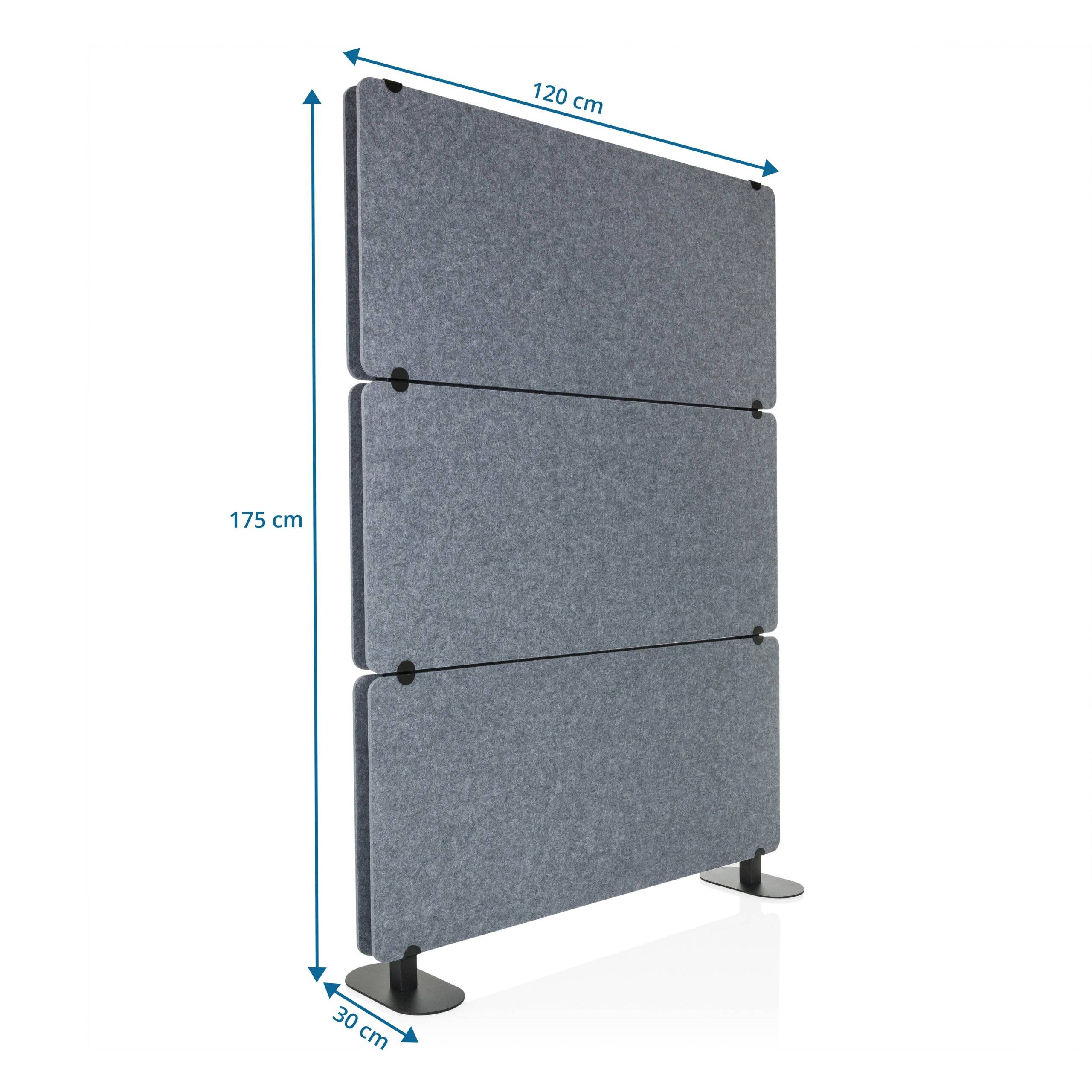 Akustik Trennwand Stellwand FLEXMIUT EXTEND 175x120x30 cm PET grau hjh OFFICE-5