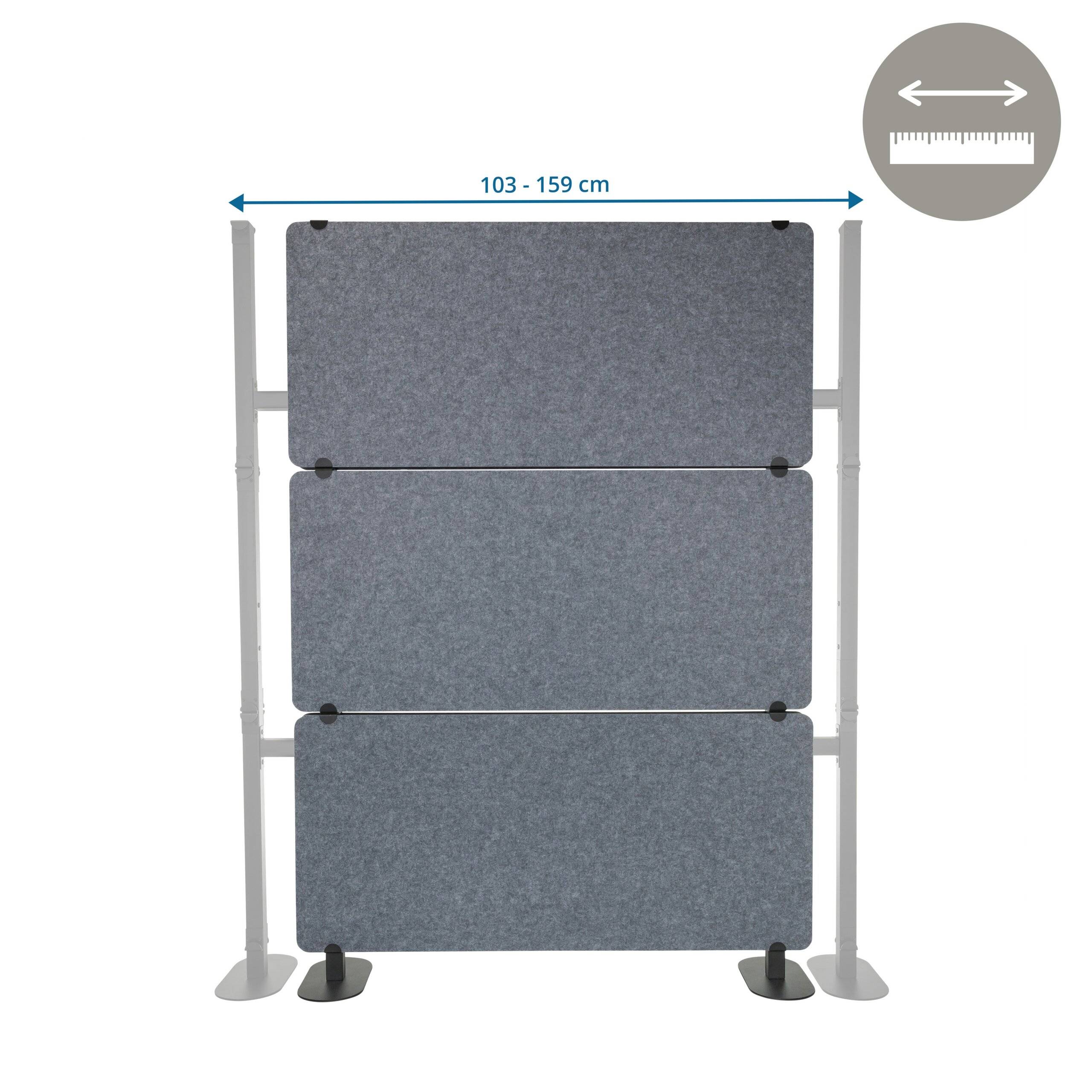 Akustik Trennwand Stellwand FLEXMIUT EXTEND 175x120x30 cm PET grau hjh OFFICE-2