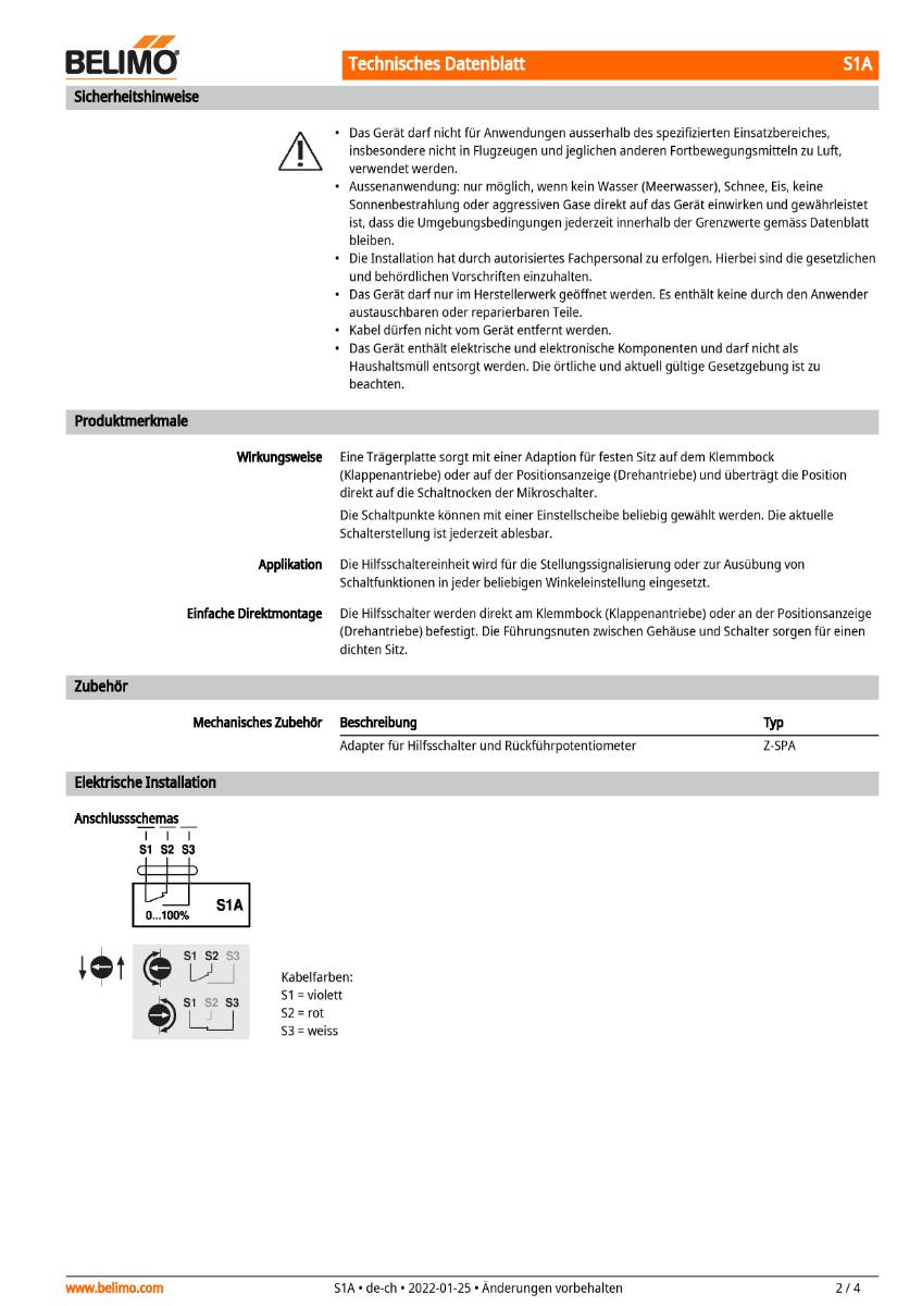 Hilfsschalter, 1xEPU | S1A | zu LM..A..,Nm..A.., SM..A.. und GM..A-4
