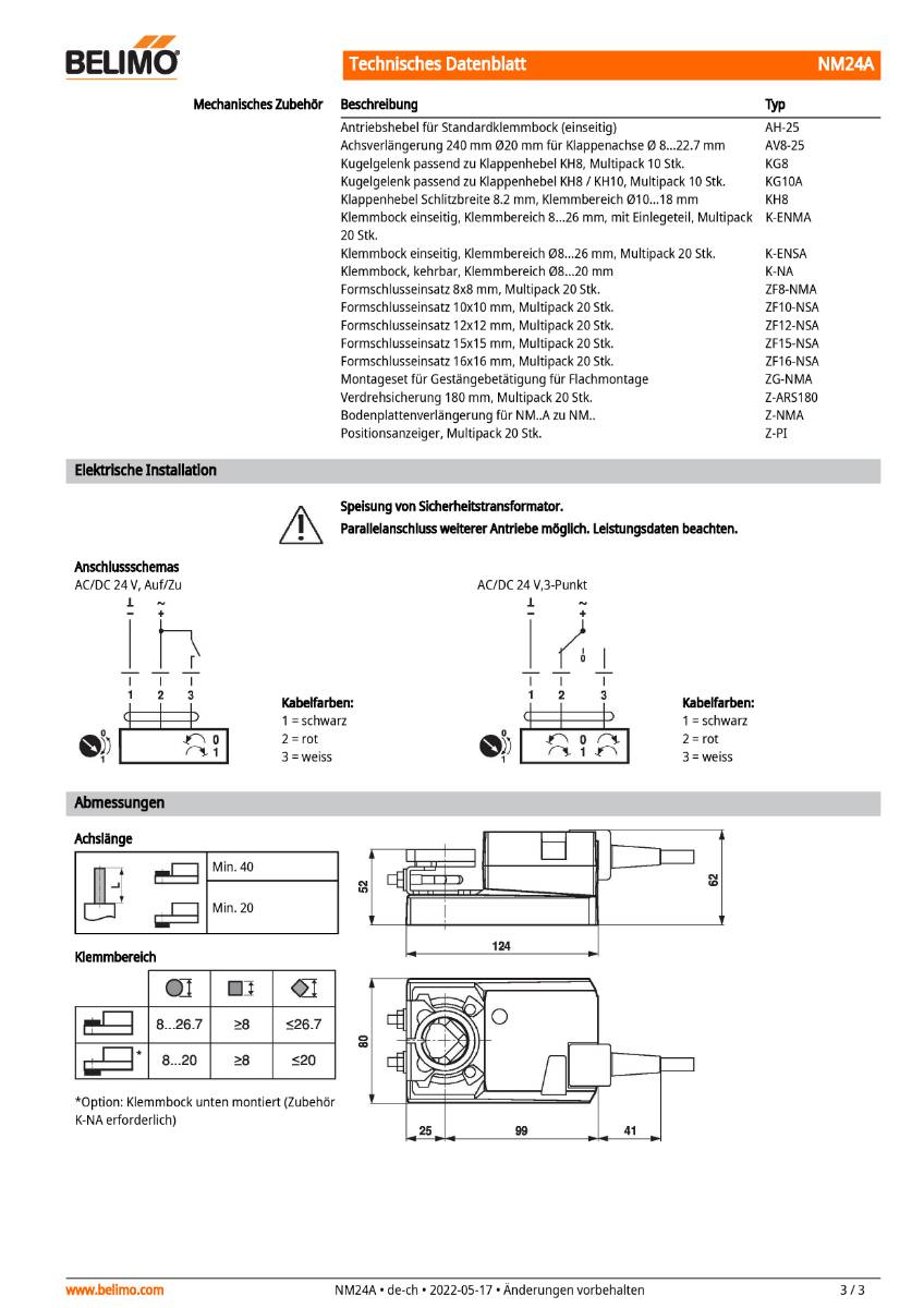 Klappenantrieb AC/DC 24V | NM24A | 10Nm, Auf-Zu o. 3-Pkt., 150 s, IP54-3
