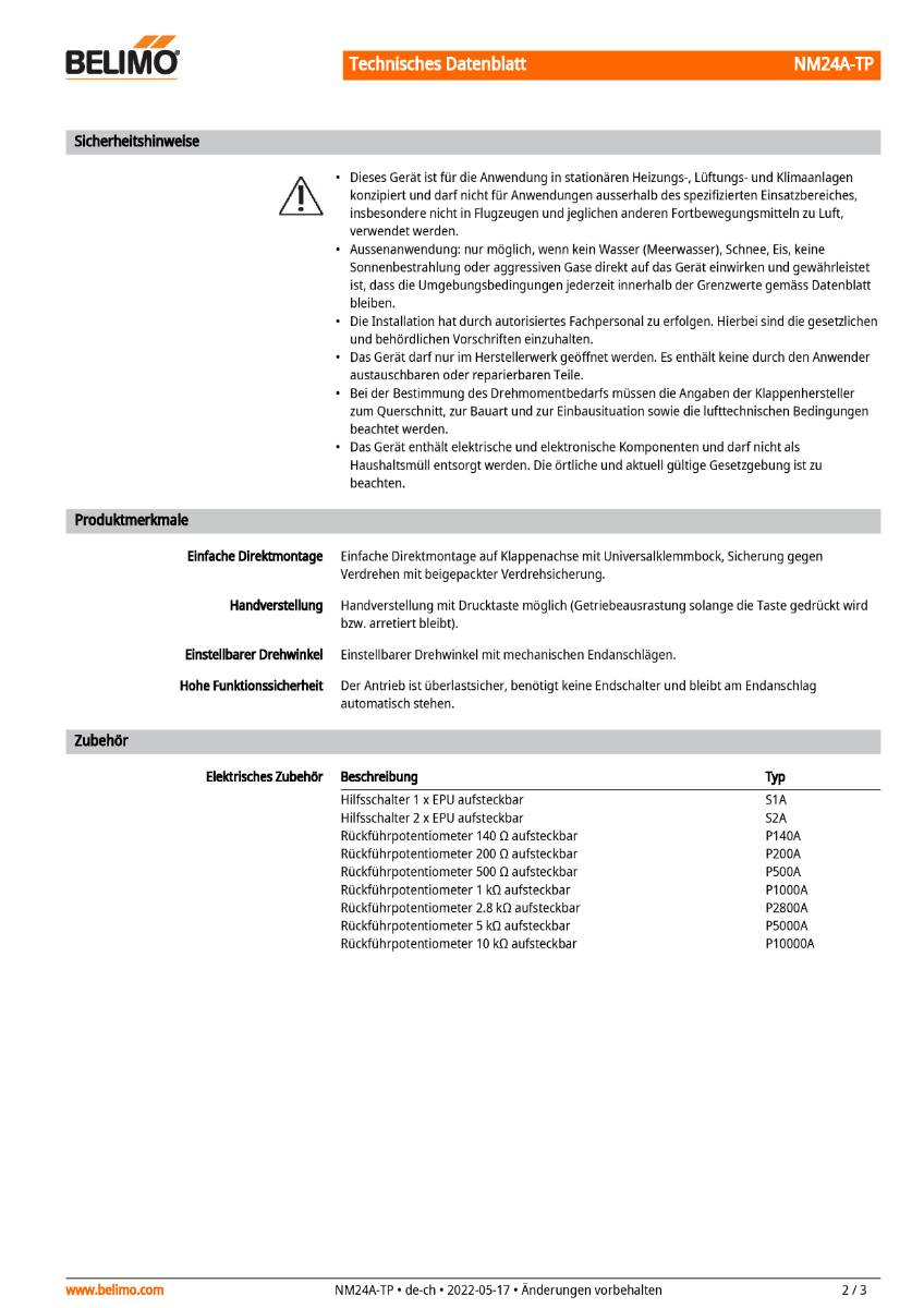 Klappenantrieb AC/DC 24V | NM24A-TP | 10Nm,Auf-Zu o. 3-Pkt.,150s,IP54,Klem.-2