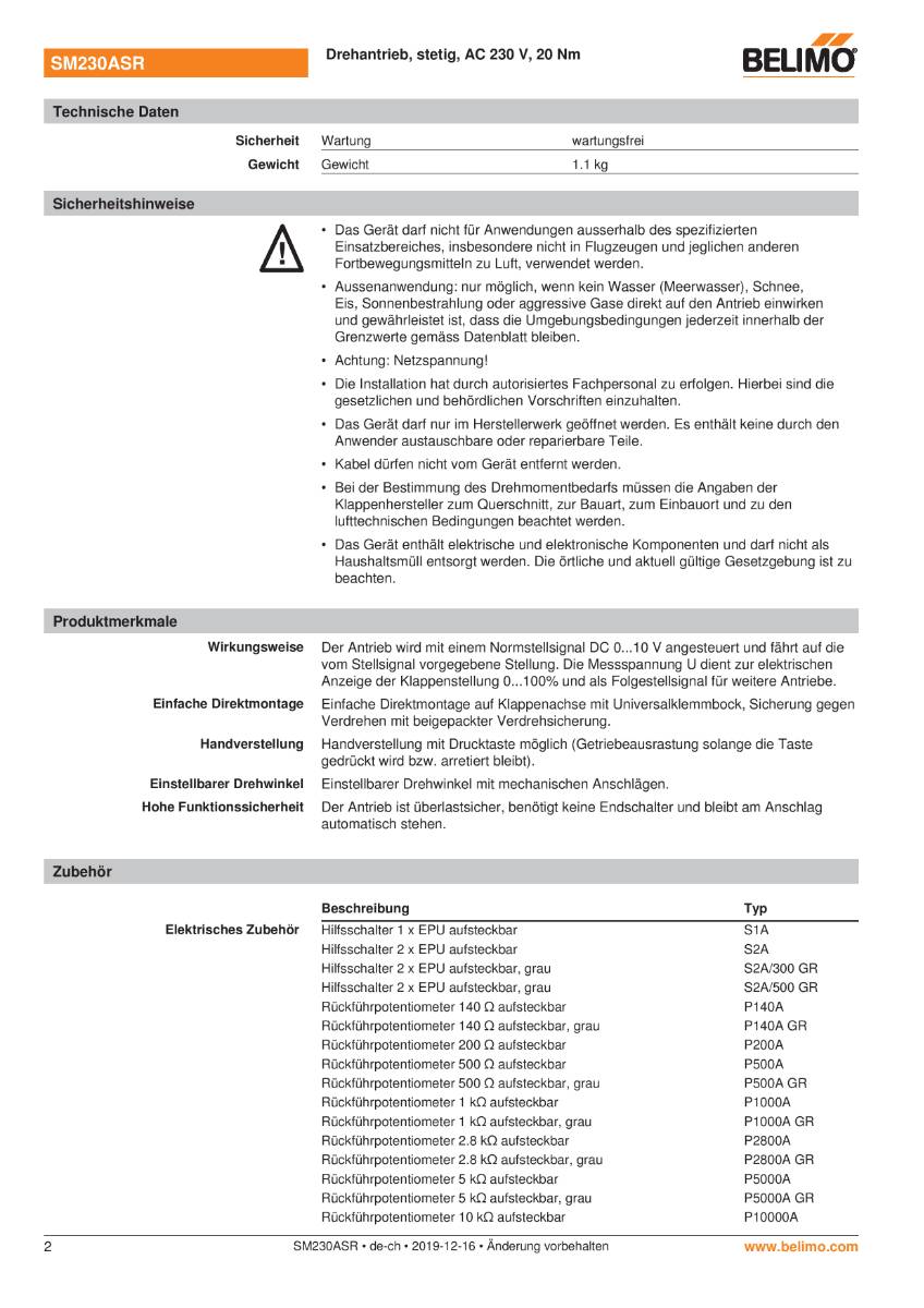 Klappenantrieb AC 230V | SM230ASR | 20Nm, stetig, 150 s, IP54-2