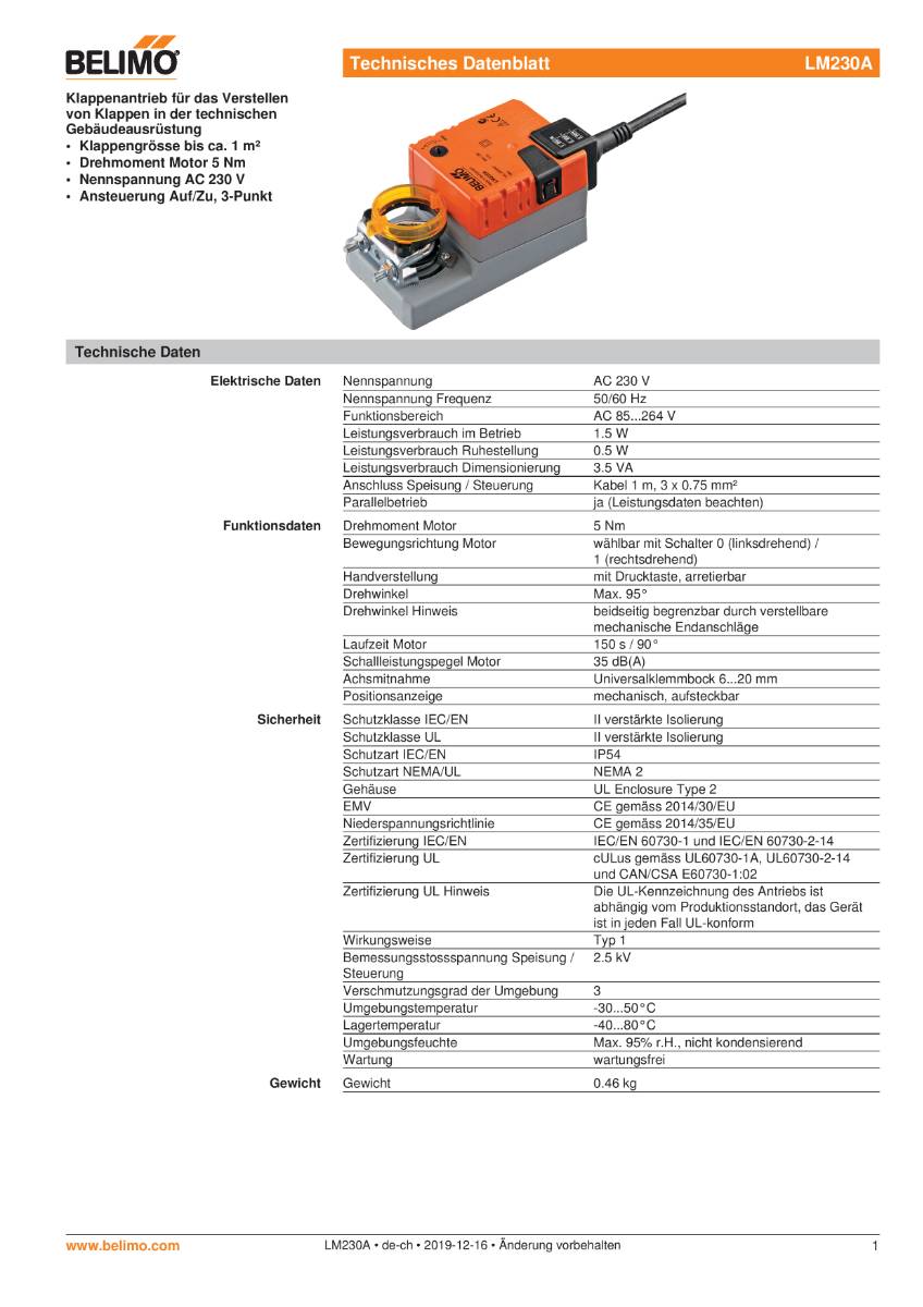 Klappenantrieb AC 230V | LM230A | 5Nm, Auf-Zu o. 3-Pkt., 150s, IP54-1