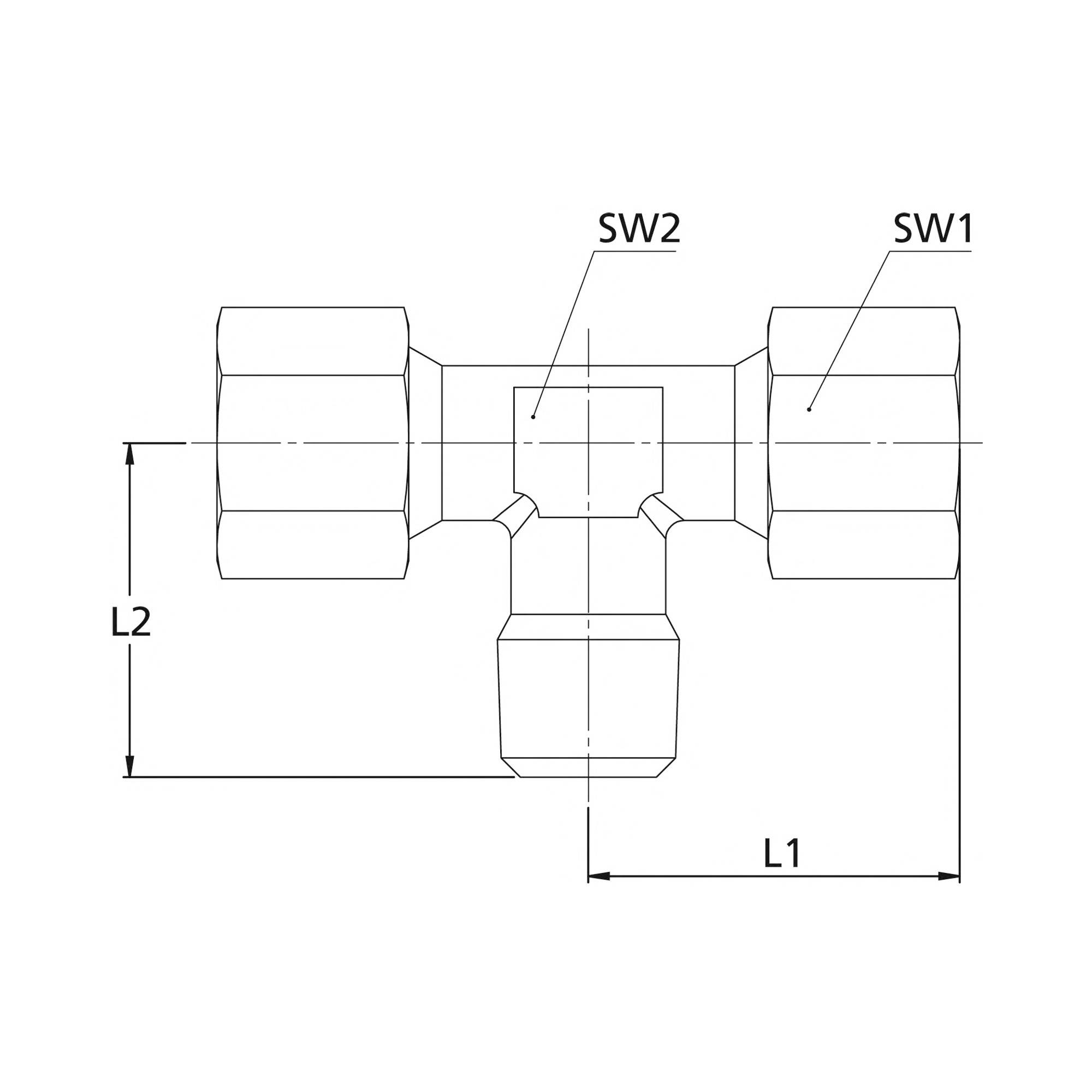 RIEGLER T-Einschraubverschraubung, R 1/8 a., Rohr-Außen-Ø 4 mm, PN bar 100, SW1 10, SW2 9, Stahl verzinkt. T-Einschraub-2