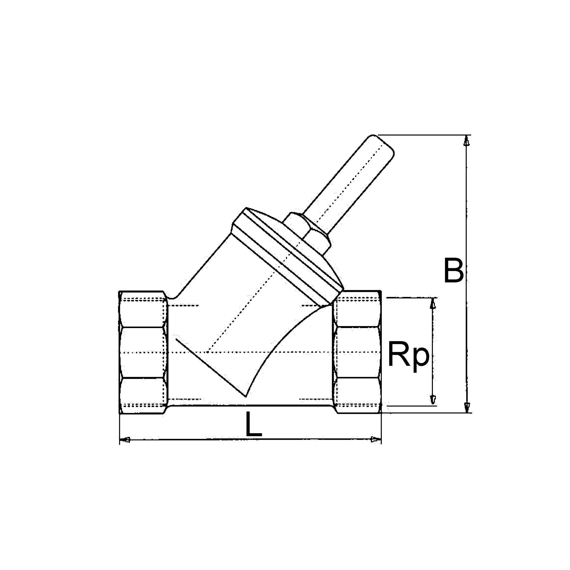 RIEGLER Rückschlagventil, Schrägsitzausführung, MS, Mediums-/ Umgebungstemp. max. 80 °C, Rp 2, PN max. 10 bar, Öffnungsd-2