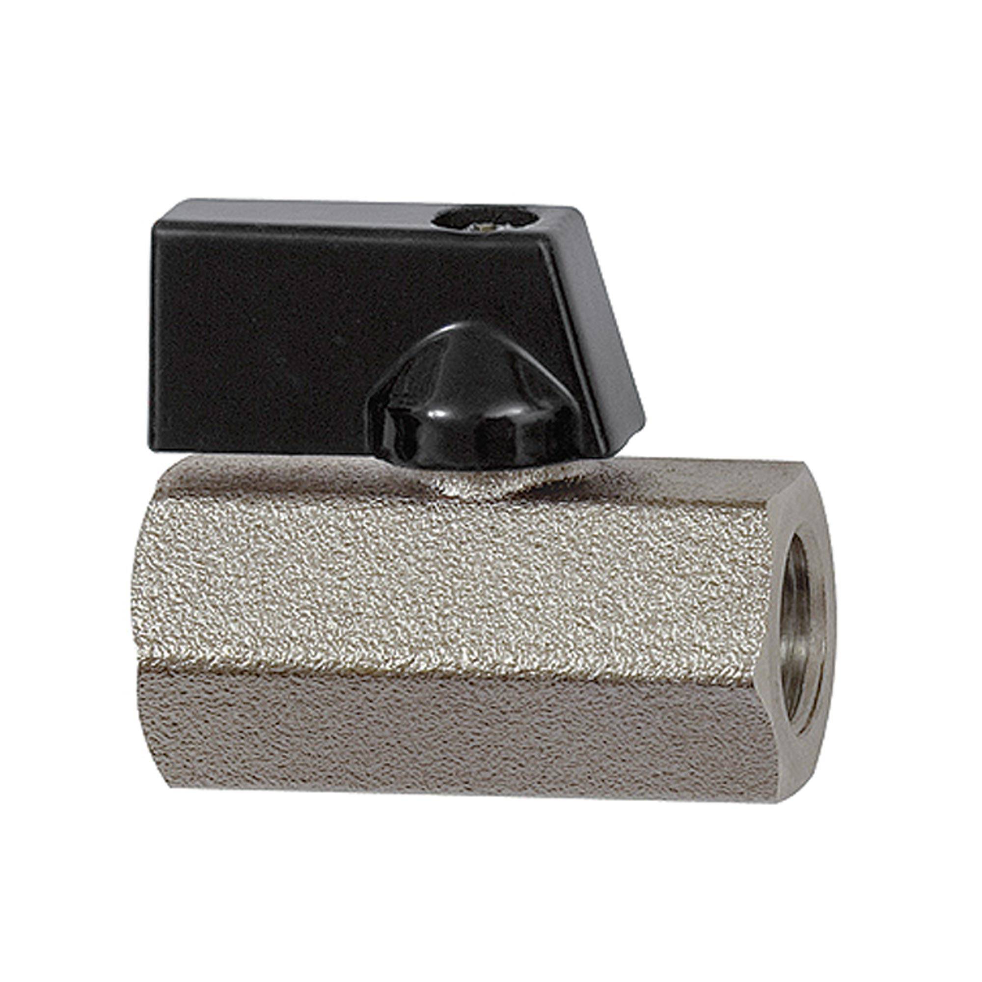 RIEGLER Mini-Kugelhahn »valve line«, MS vern., Drehgriff, Mediums-/ Umgebungstemp. -20 °C bis 90 °C, G 3/8 IG, DN 10, PN-0