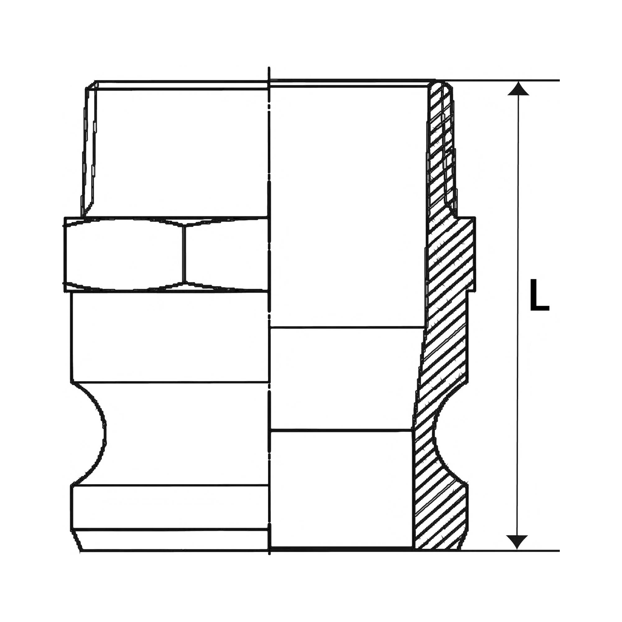 RIEGLER Kamlok-Schnellkupplungsstecker mit Außengewinde, Typ F, ES 1.4401, R 3/4, Stecker-Ø 32 mm, PN max. 16 bar, Temp.-2
