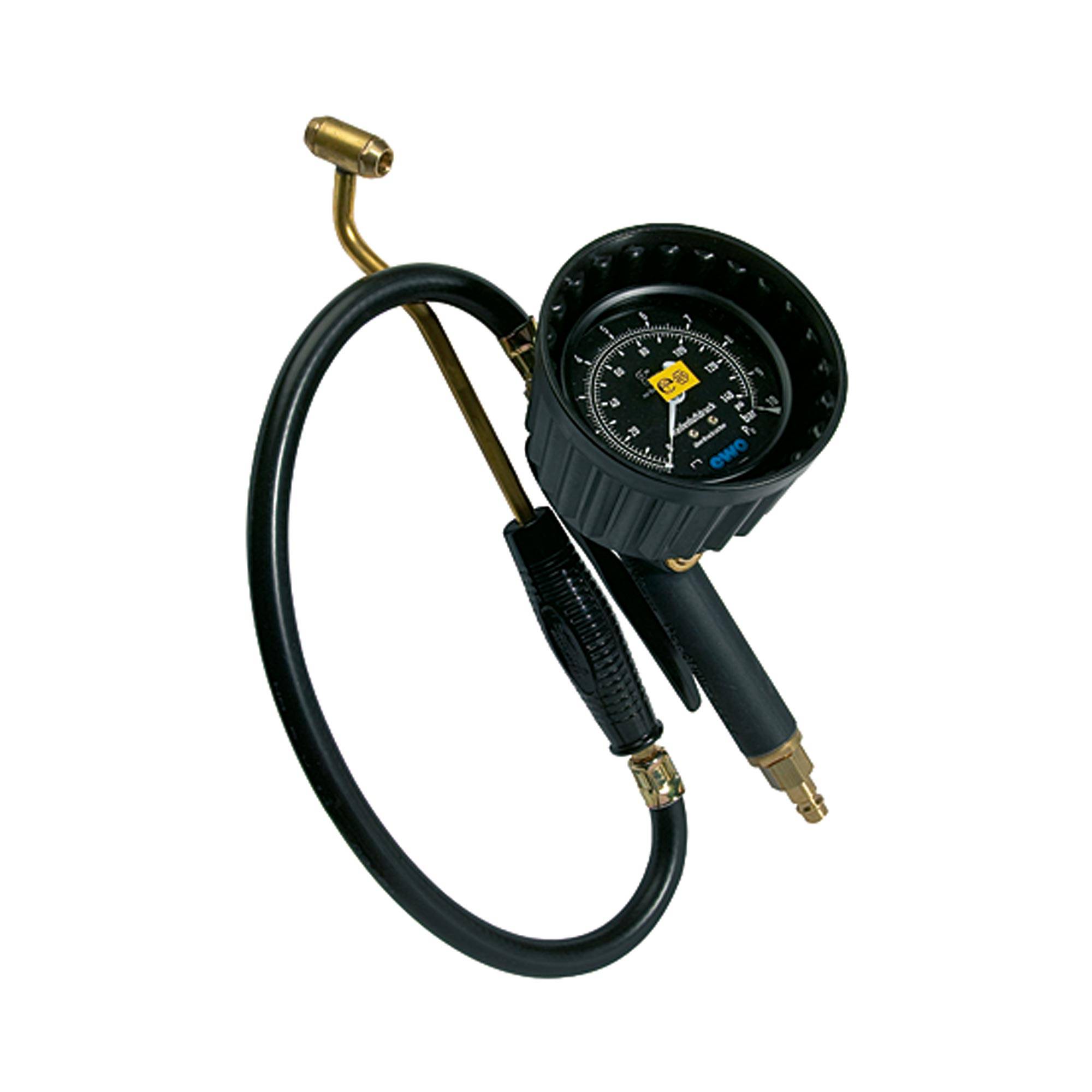 RIEGLER Handreifenfüllmesser mit doppelseitigem Tankstellenstecker, Manometer Ø 80mm, konformitätsbewertet, 0-12 bar/17-0