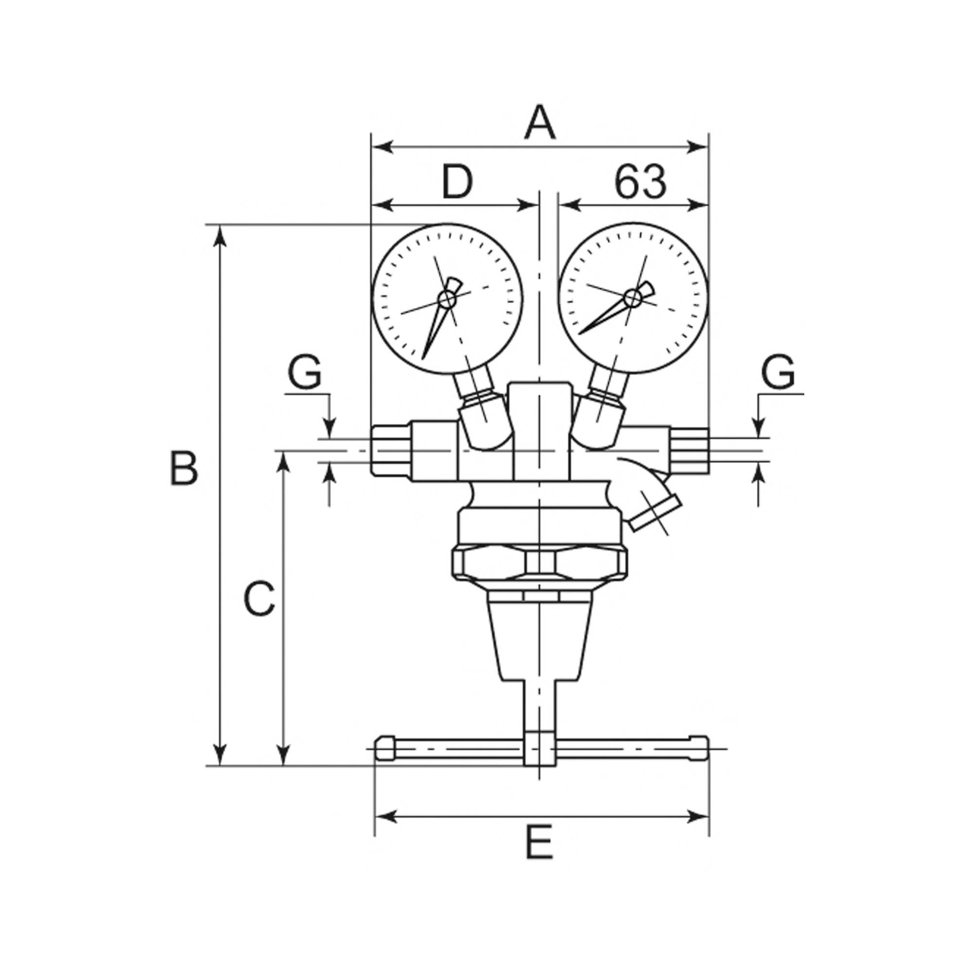 RIEGLER Manometer neutrale Gase, Metall-Gehäuse, Anschluss radial unten, G 1/4, Messbereich 0 - 20/40 bar, Ø 63 mm.-1