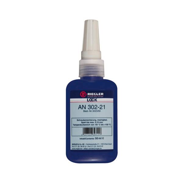 RIEGLER Lock AN 302-21, anaerober Klebstoff,niedrigfest, niedrigviskos, Schraubensicherung, Temp. -60 °C bis 150 °C, 50