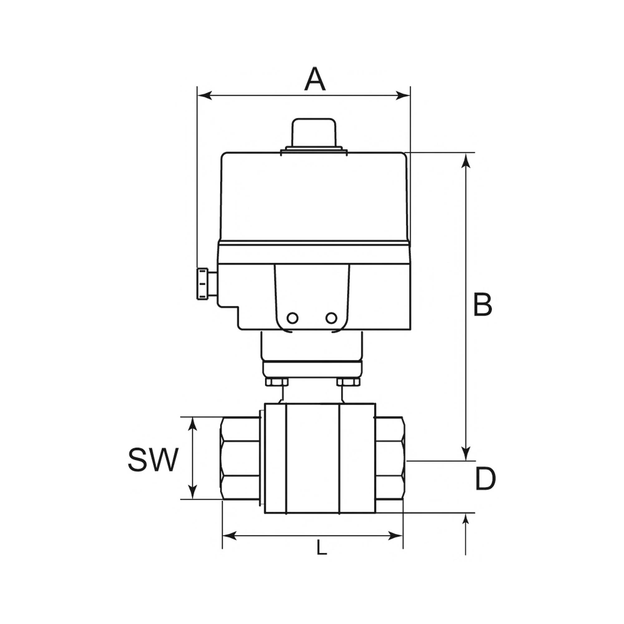 RIEGLER 2-Wege-Messingkugelhahn, elektr. Stellantrieb, 24 V DC, Betriebstemperatur -20 °C bis 70 °C, Rp 1/2, DN 15, PN m-2