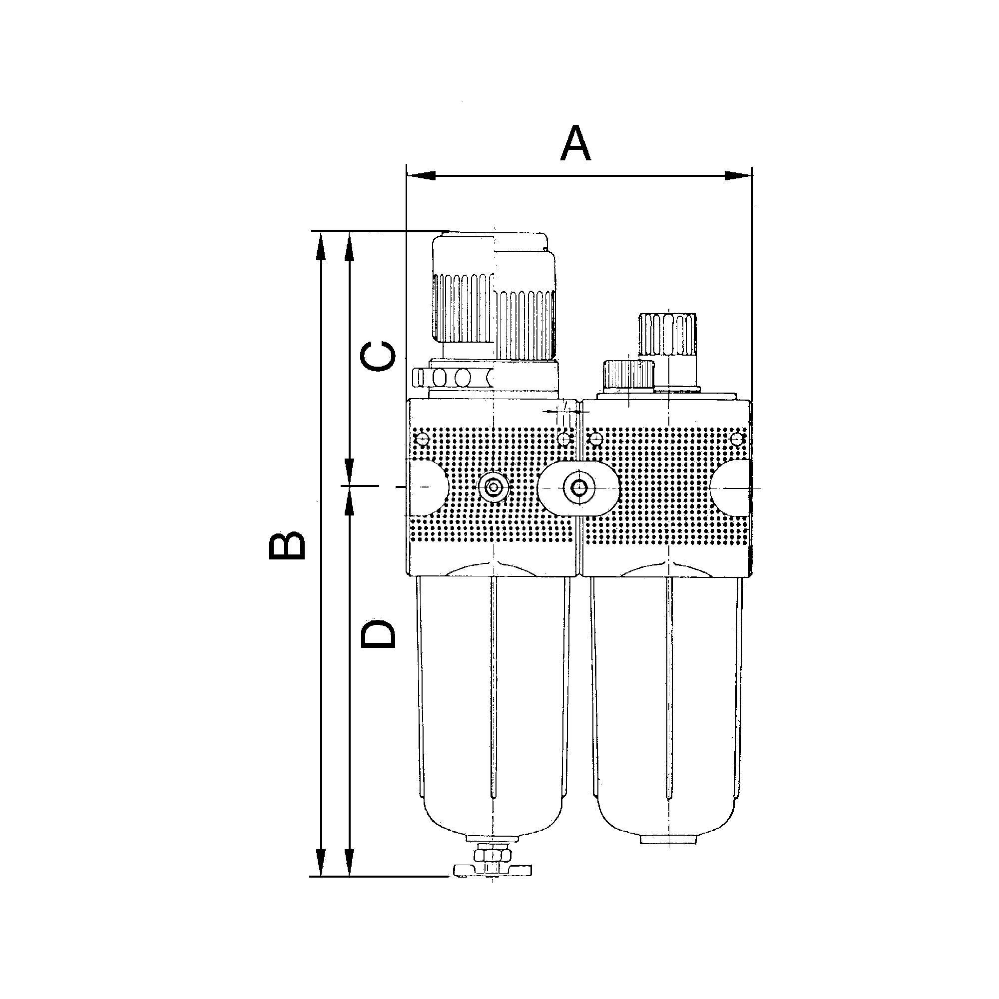 RIEGLER Wartungseinheit 2-tlg. »multifix« mit Polycarbonatbehälter, BG 3, G 3/4, Eingangsdruck max. 16 bar, Regelbereich-2