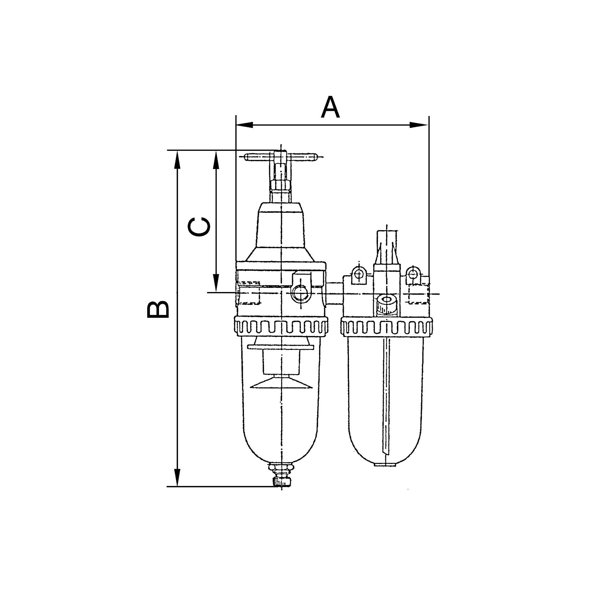 RIEGLER Wartungseinheit 2-tlg. »Standard« mit Polycarbonatbehälter, BG 4, G 1, PE max. 16 bar, Regelbereich 0,5 - 10 bar-1