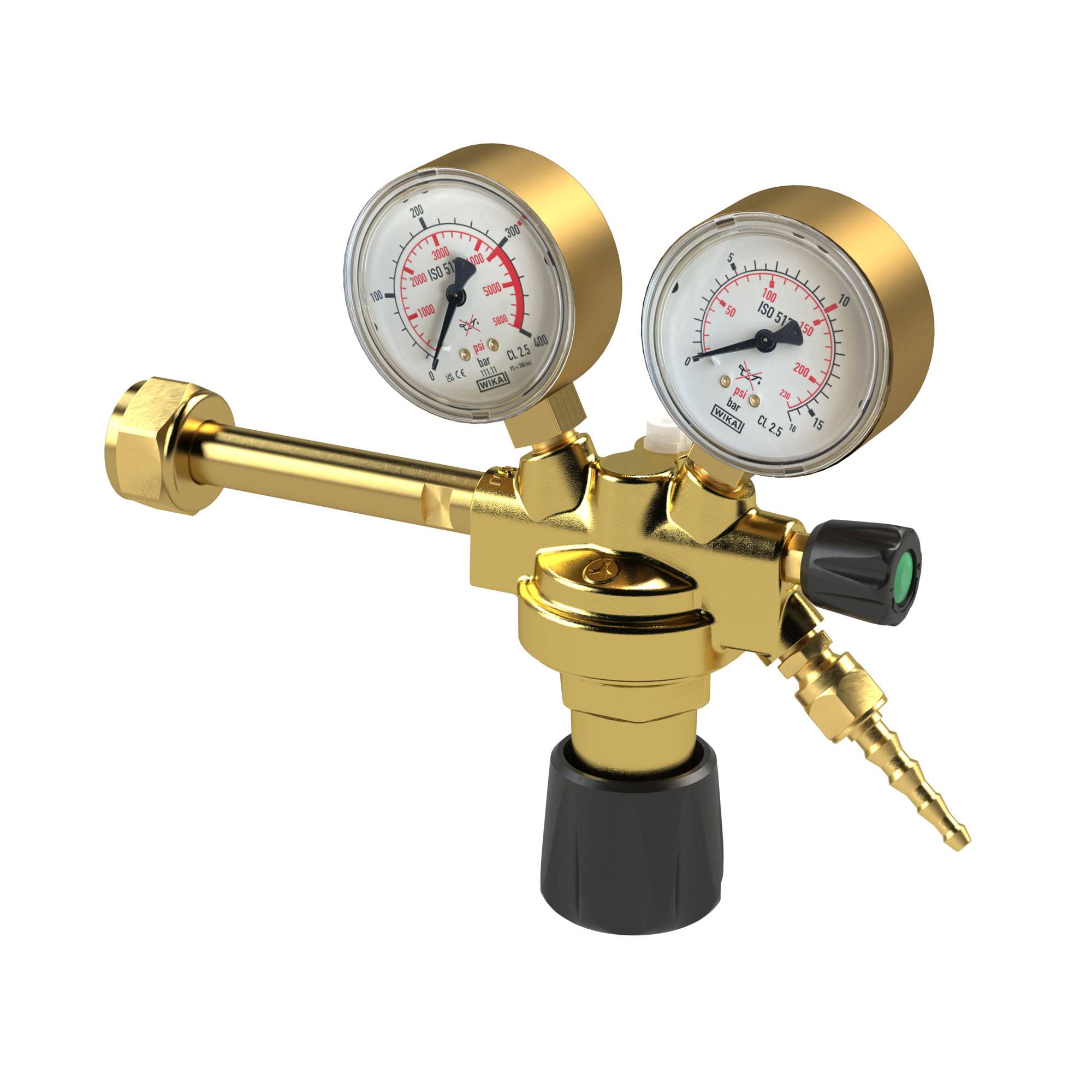 RIEGLER Flaschendruckminderer, Flaschendruck 200 bar, für nicht brennbare Gase, Gasart: Argon/Helium, Arbeitsdruck 0 - 1-0