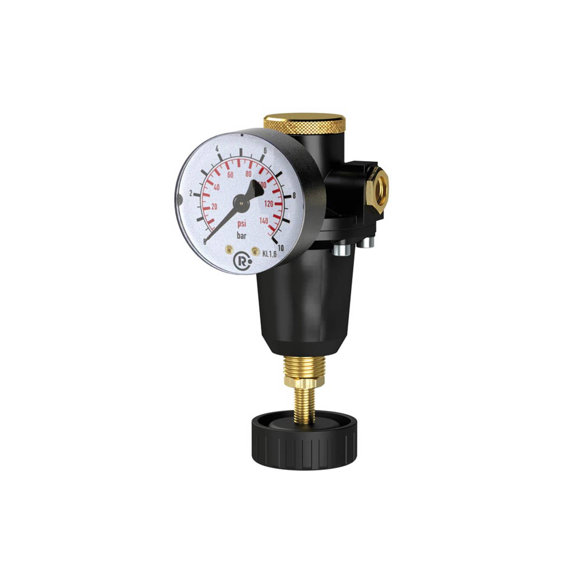 RIEGLER Konstant-Druckregler inkl. Manometer, BG 1, G 3/8, PE max. 25 bar, Mediumstemperatur max. 90 °C, Regelbereich 0,-0