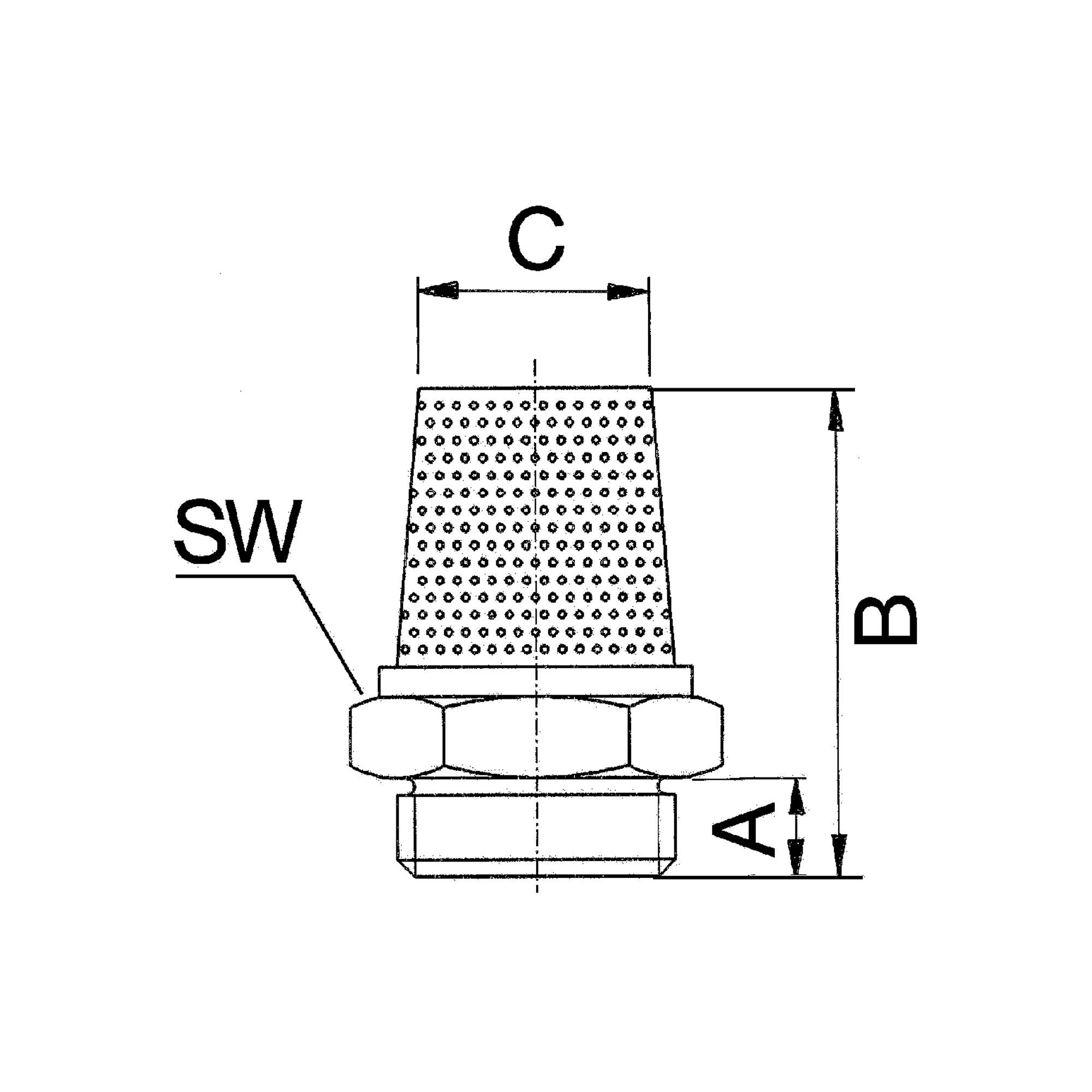 RIEGLER Sinterbronce-Schalldämpfer, Messing Gewinde/Sechskant, G 1/4, SW 15 mm, Betriebsdruck 0 - 8 bar, Betriebstemp. --2