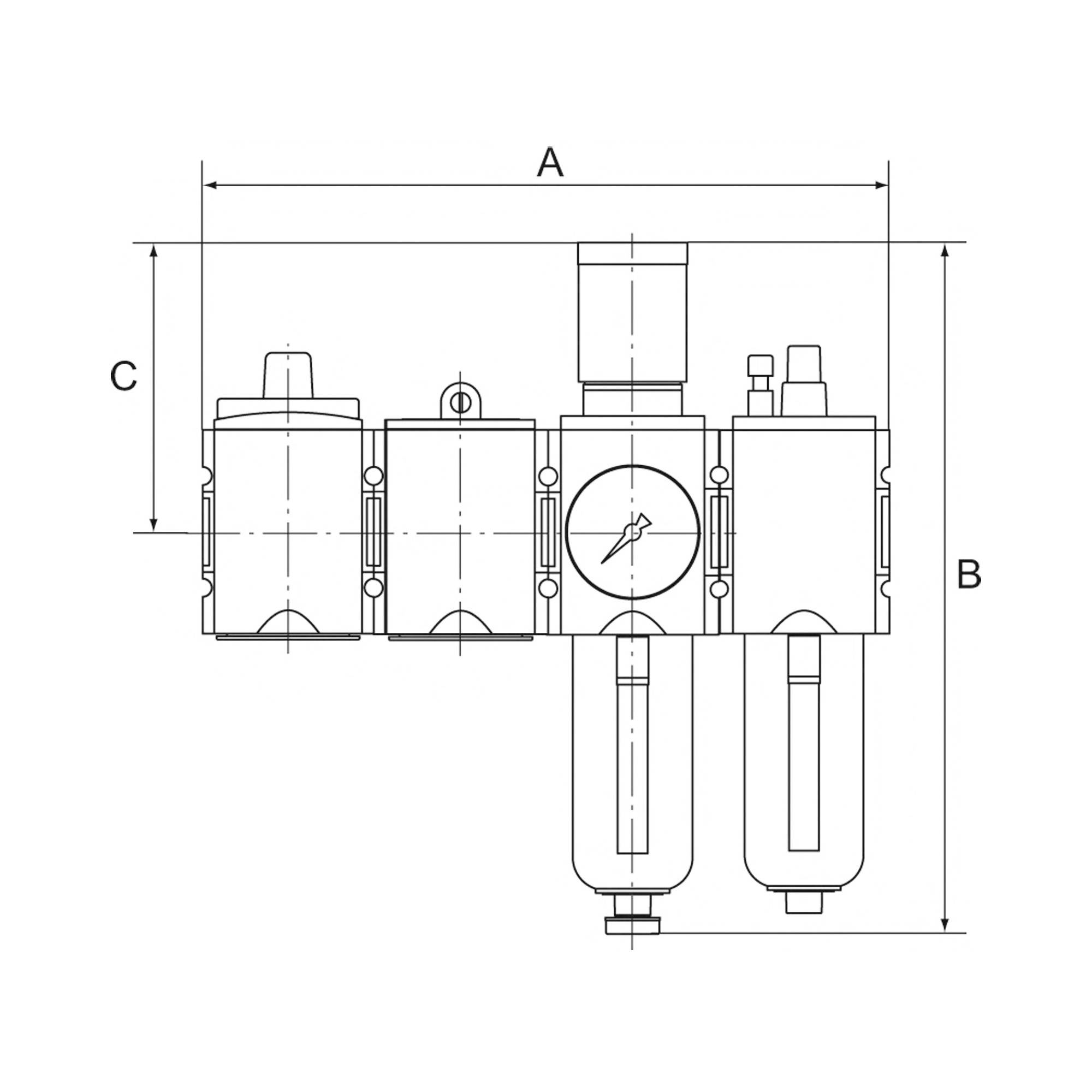 RIEGLER Wartungsstation SAFETY »FUTURA«, Kugelhahn-Anfahrventil-2-tlg.-Wartungseinheit, VA, BG 4, G 3/4, PE 2,5-16 bar,-1