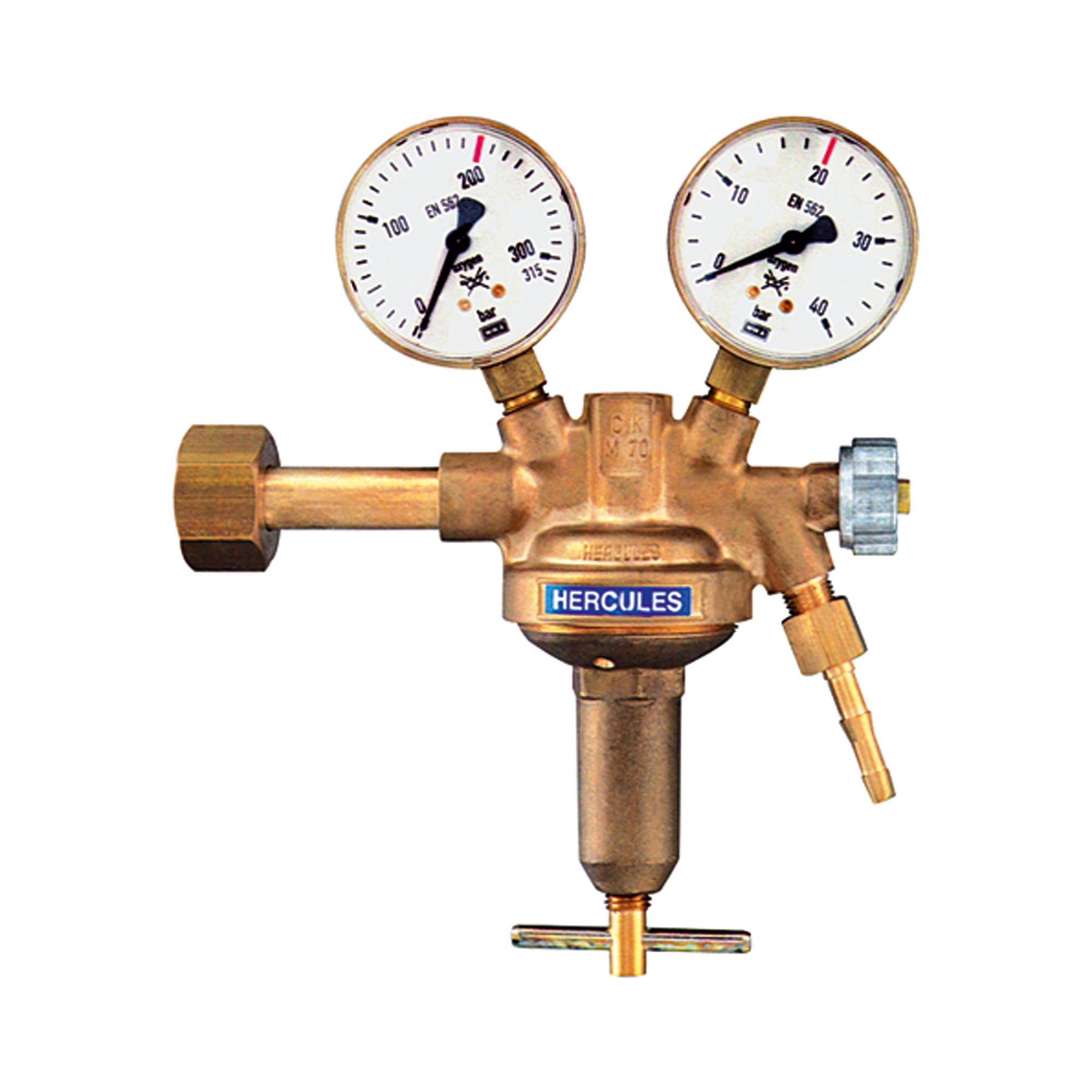 RIEGLER Flaschendruckregler, Flaschendruck 300 bar, für brennbare Gase, Gasart: Brenngas, Arbeitsdruck 0 - 10,0 bar. Ei-0
