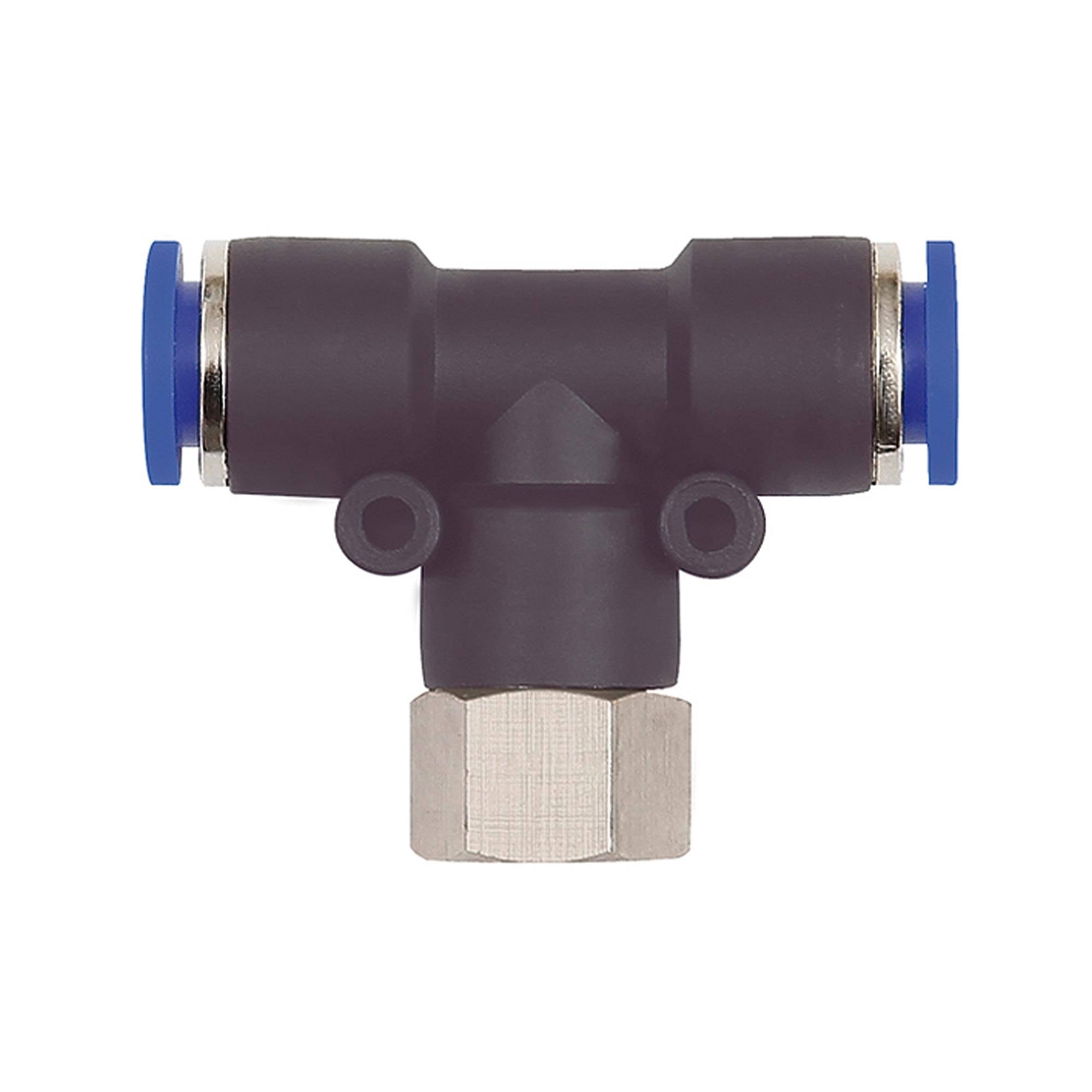 RIEGLER T-Steckverschraubung »Blaue Serie«, drehbar, G 1/4 i., für Schlauch-Außen-Ø 10 mm, pmax kurzzeitig 15 bar, Kunst-0