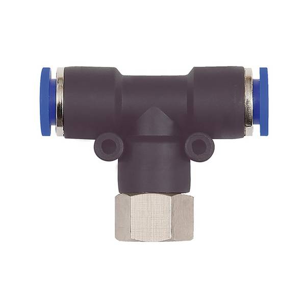 RIEGLER T-Steckverschraubung »Blaue Serie«, drehbar, G 1/4 i., für Schlauch-Außen-Ø 10 mm, pmax kurzzeitig 15 bar, Kunst