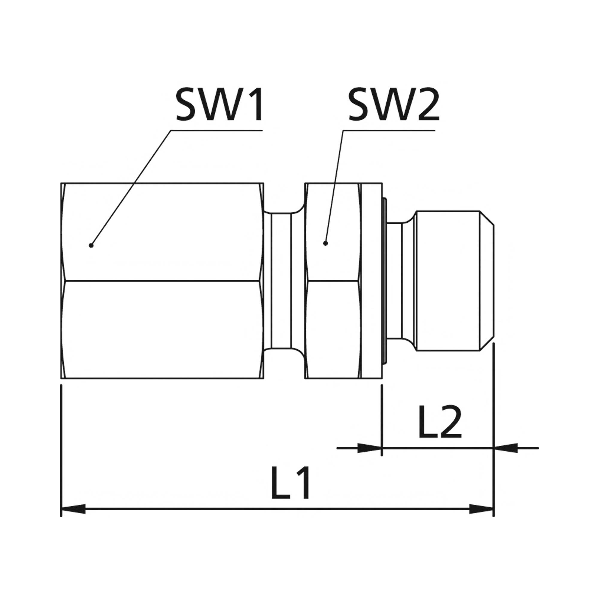 RIEGLER Gerade Einschraubverschraubung, G 1/2 a., Rohr-Außen-Ø 20 mm, PN max. 400 bar, SW1 36, SW2 32, Stahl verzinkt, w-2