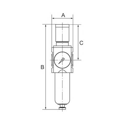 RIEGLER Filterregler »FUTURA-mini«, Metallbehälter, Kompaktmano, 5 µm, BG 0, G 1/4, PE 1,5 - 12 bar, Regelbereich 0,5 --2