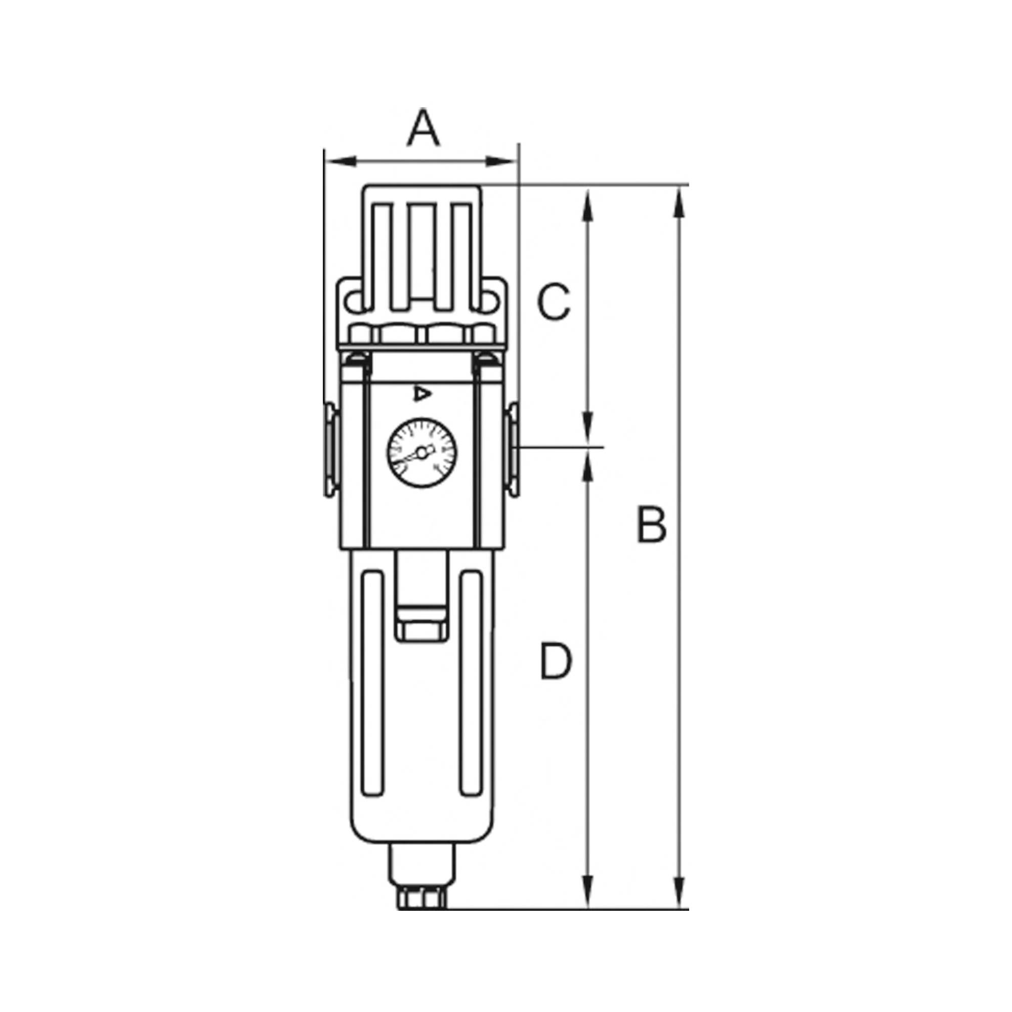 RIEGLER Filterregler »GA«, mit PC-Behälter, Schutzkorb, Haltewinkel, 5 µm, BG 300, G1/2, PE max. 10 bar, Regelber. 1,5 --1