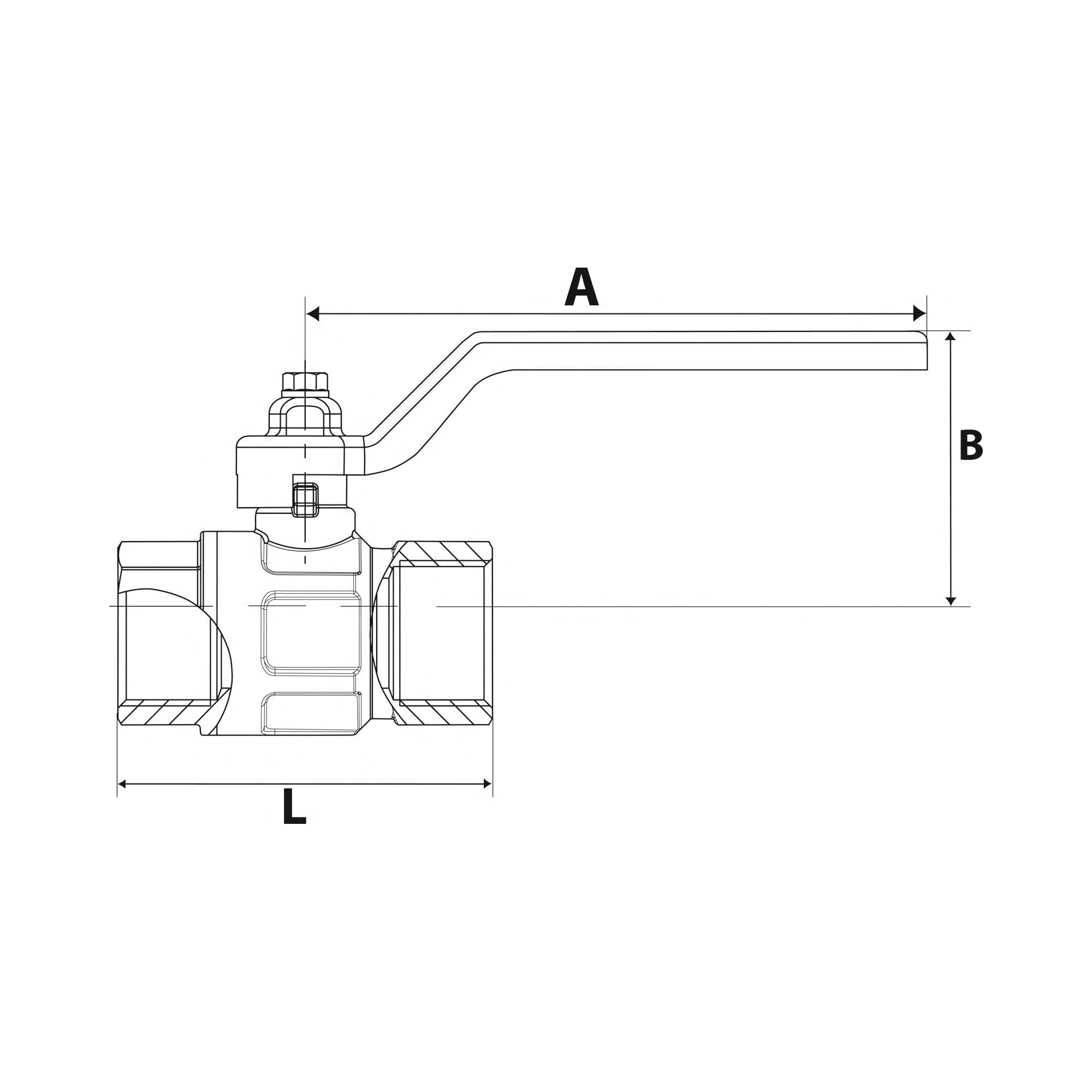 RIEGLER Kugelhahn »valve line«, Handhebel blau, Messing vernickelt, IG/IG, G 1 1/2, DN 40, Betriebstemp. -20 °C bis 120-2