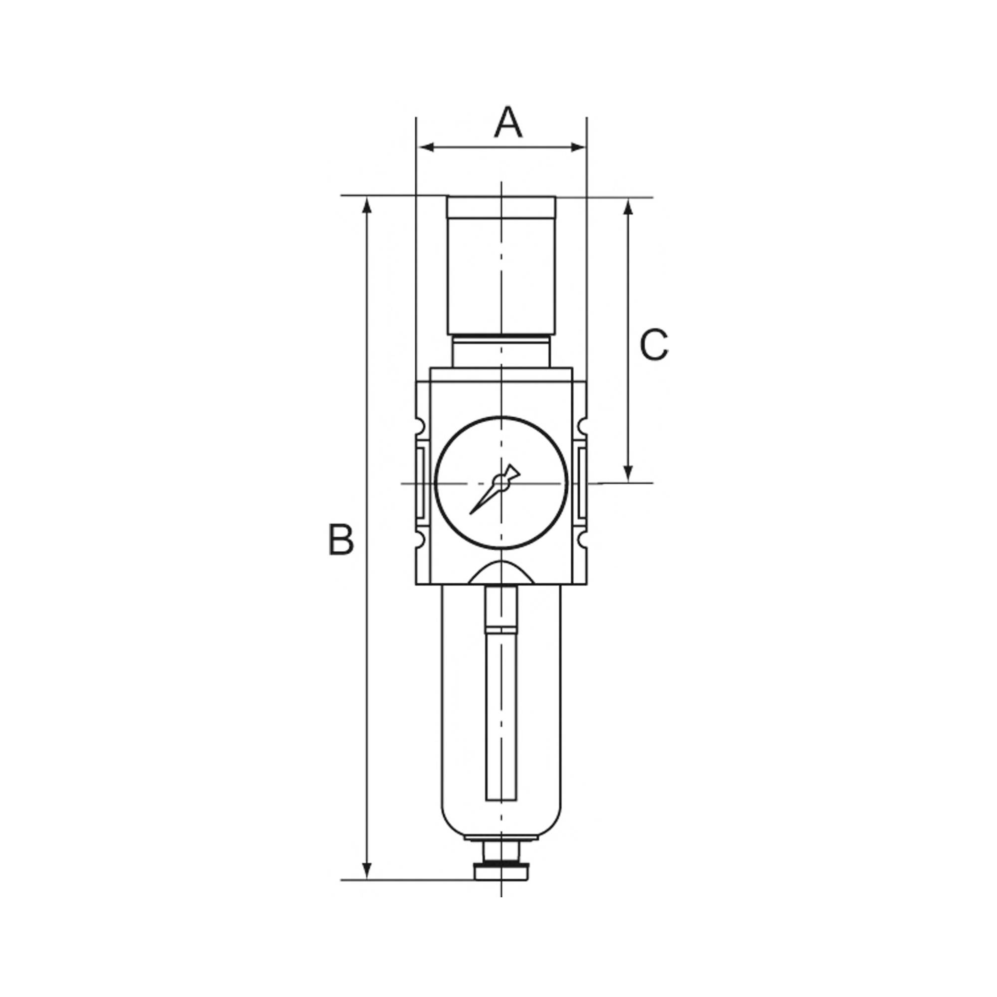 RIEGLER Filterregler »FUTURA« mit PC-Behälter, Schutzkorb u. Mano., 5 µm, BG 1, G 1/4, PE 1,5 - 16 bar, Regelbereich 0,5-1