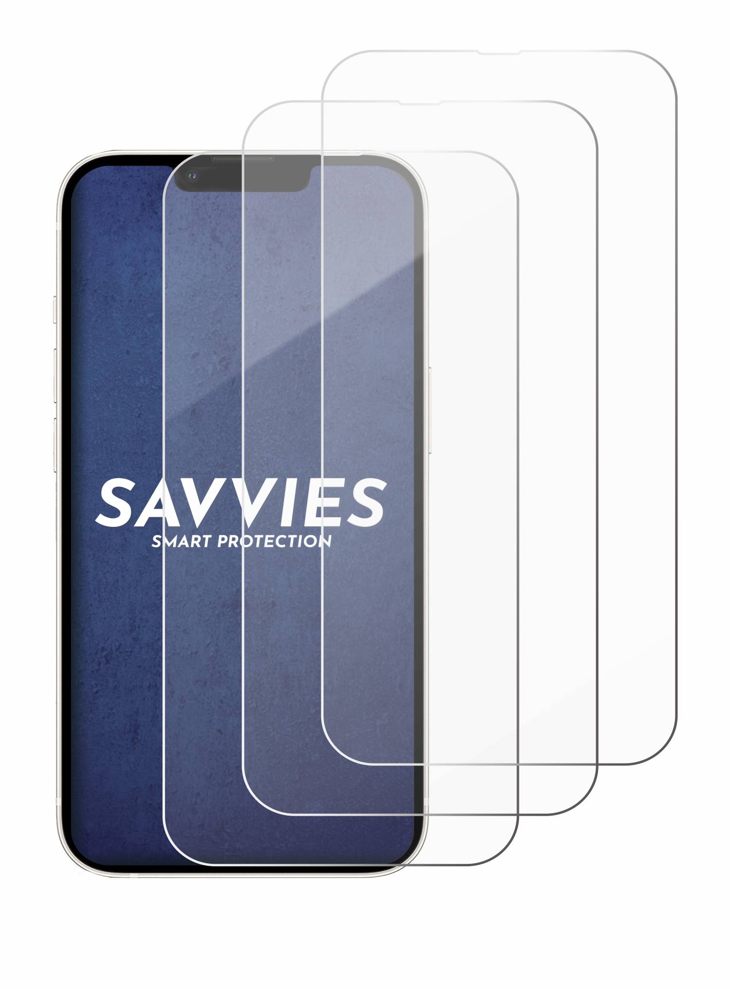 3x Savvies Schutzglas für Apple iPhone 13 / 13 Pro Echtglas 9H-Härte klar-3