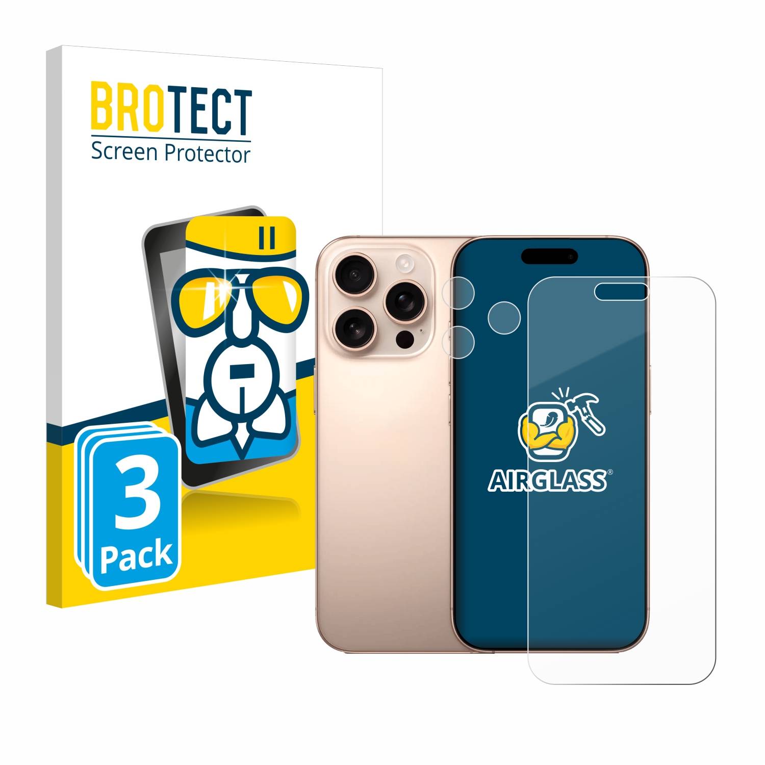 3x BROTECT Schutzglas für Apple iPhone 16 Pro Max (Display+Kamera) Schutzfolie Panzer Folie Glas Display Schutz klar-0